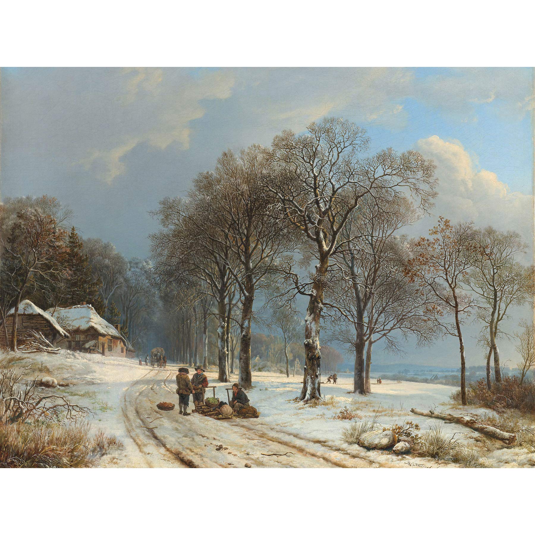 Artery8 Koekkoek Winter Landscape Large Wall Art Poster Print Thick Paper 18X24 Inch