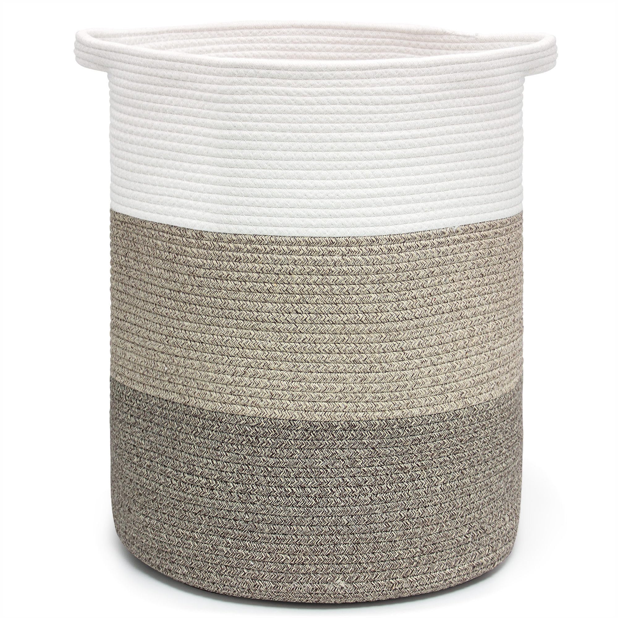 Goodheim Tall Cotton Rope Laundry Basket with Handles