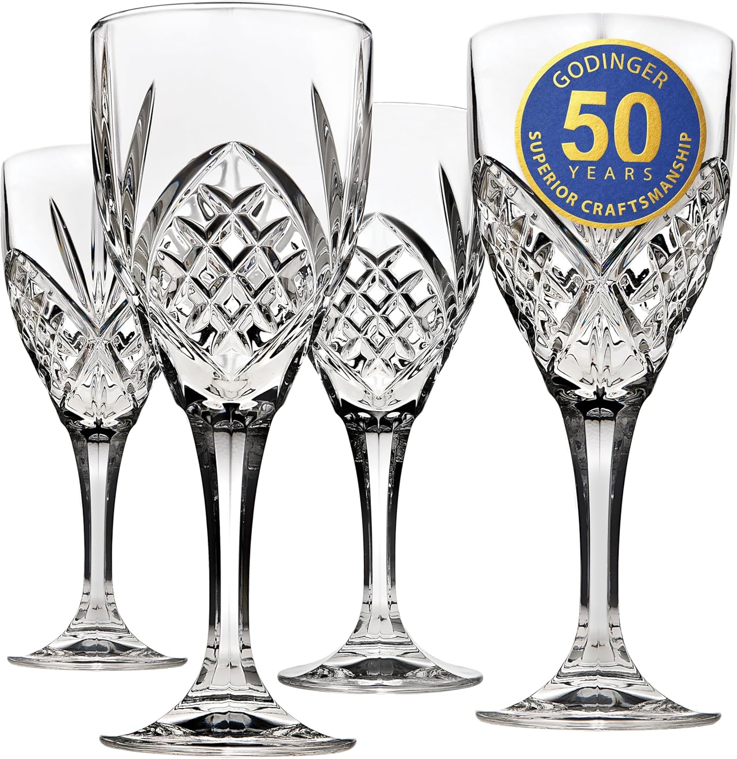 Godinger Dublin Wine Glasses, Stemmed Wine Glass Goblets, Stemmed Drinking Glasses, Glass Cups, Barware & Drinkware, 10oz Set of 4 - Image 2