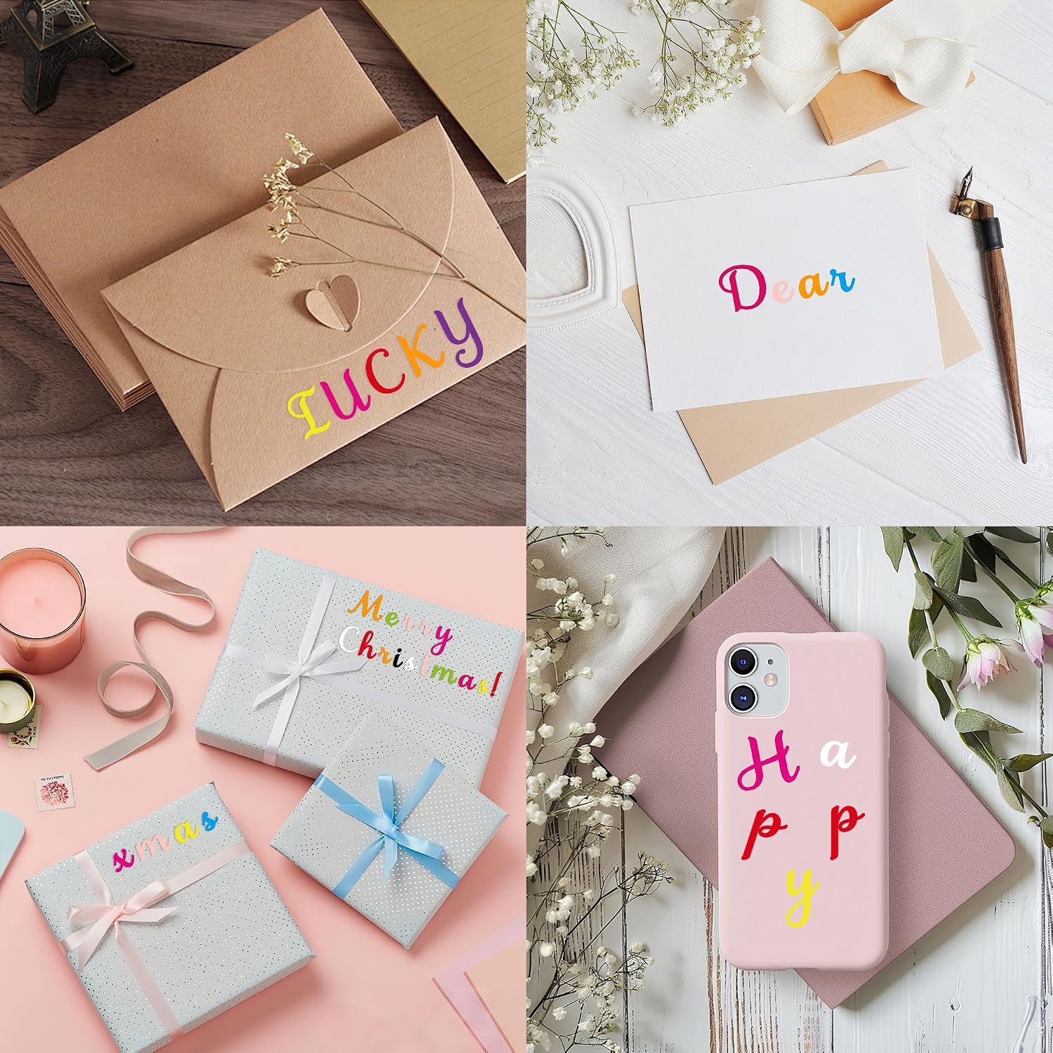 1512 Self-Adhesive Vinyl Alphabet Stickers, 12 Sheets Letter & Number Labels for Mailbox, Classroom, Window, Door Decor and DIY Crafts