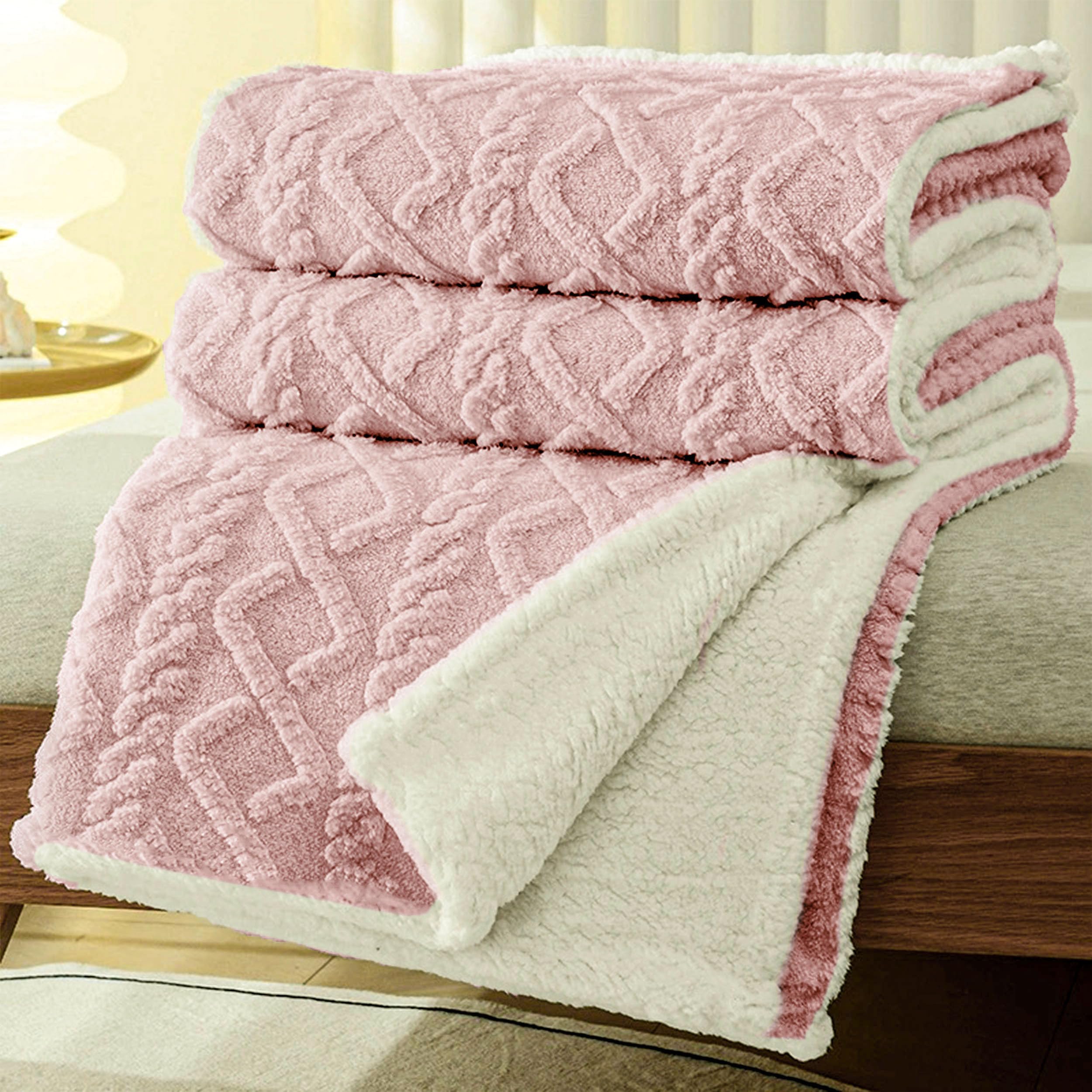 MANEMI Manta Sofa de Borrego, Doble Cara Franela y Sherpa, 100% Poliester, Suave y Caliente para Invierno, Cama, Sobrecama, Borreguito