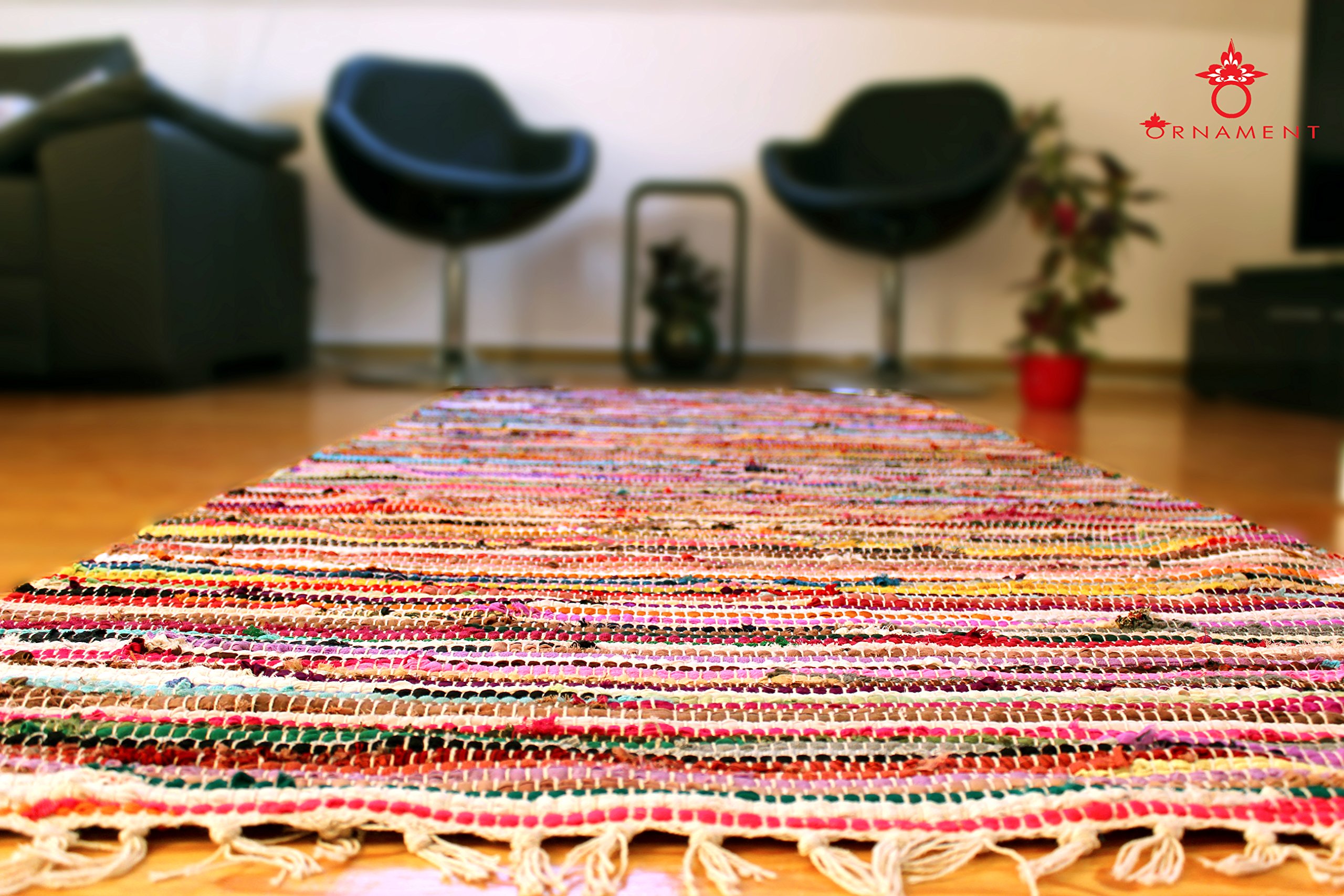 Fleckerlteppich Handgewebt 340 x90 cm Kelim Beidseitig nutzbar ca1800g/m Flickenteppich Fleckerlteppich Läufer