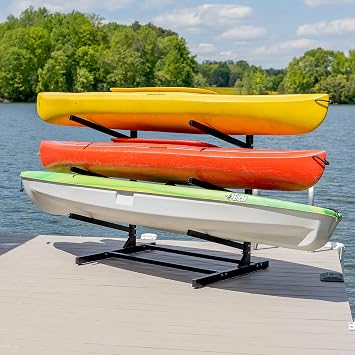 Teal Triangle Adjustable Freestanding Kayak Storage Rack, Holds 3 Kayaks