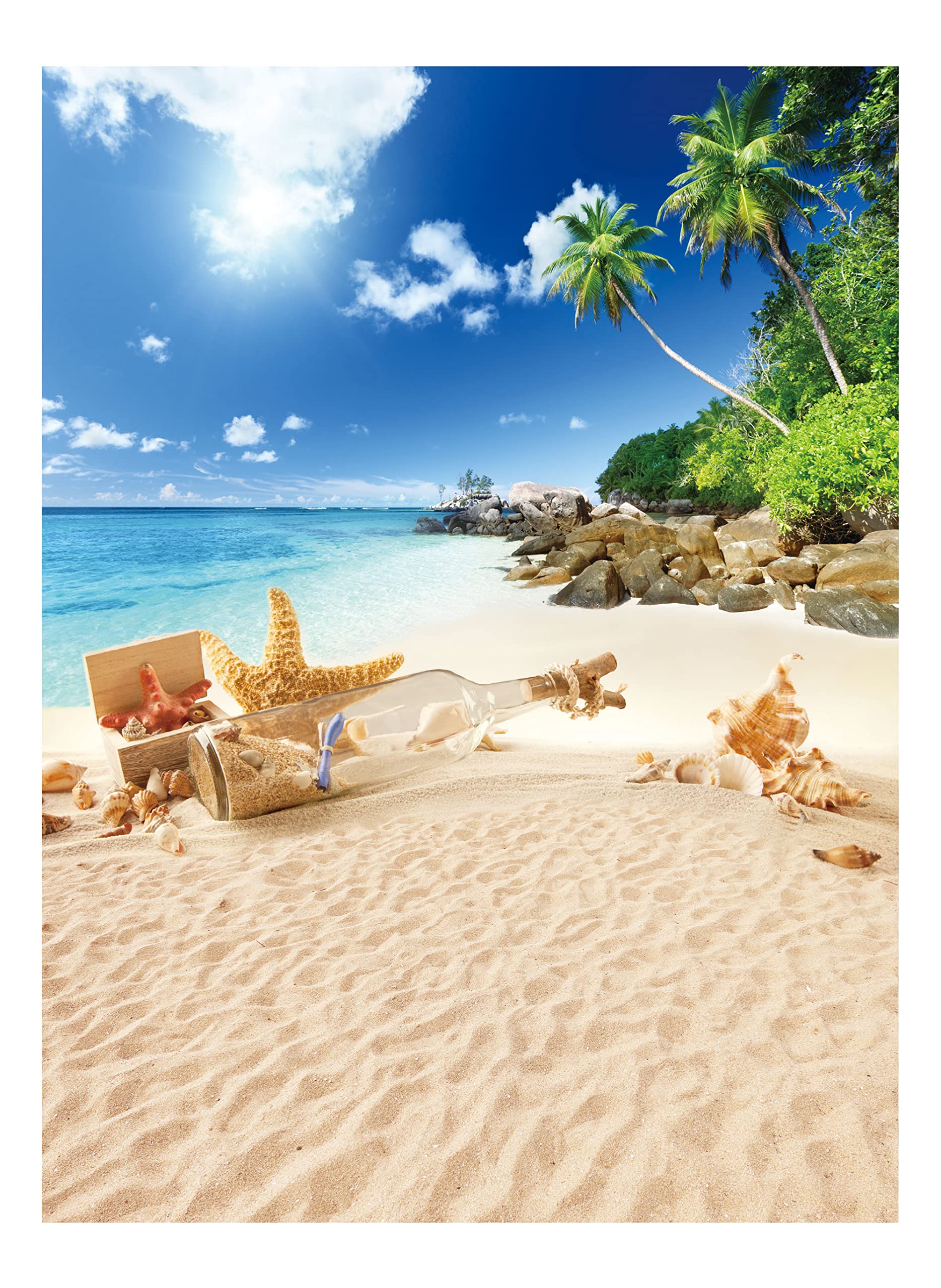 Allenjoy Summer Tropical Beach Seaside Backdrop Hawaii Island Palm Trees Photography Background for Pictures Sea Luau Themed Party 6x8ft Kids Portrait Photoshoot Decorations Photo Booth Studio Props