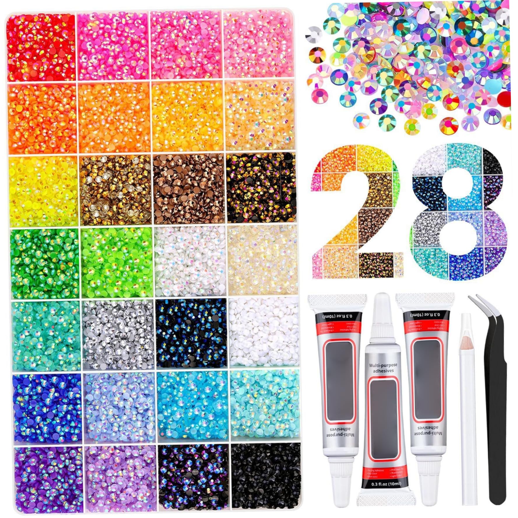 Xdyyjrasa Bedazzling Kit - with 30000 Resin Gems & Tools for Nail Art, Diamond Art Supplies, Crafting Rhinestones Set