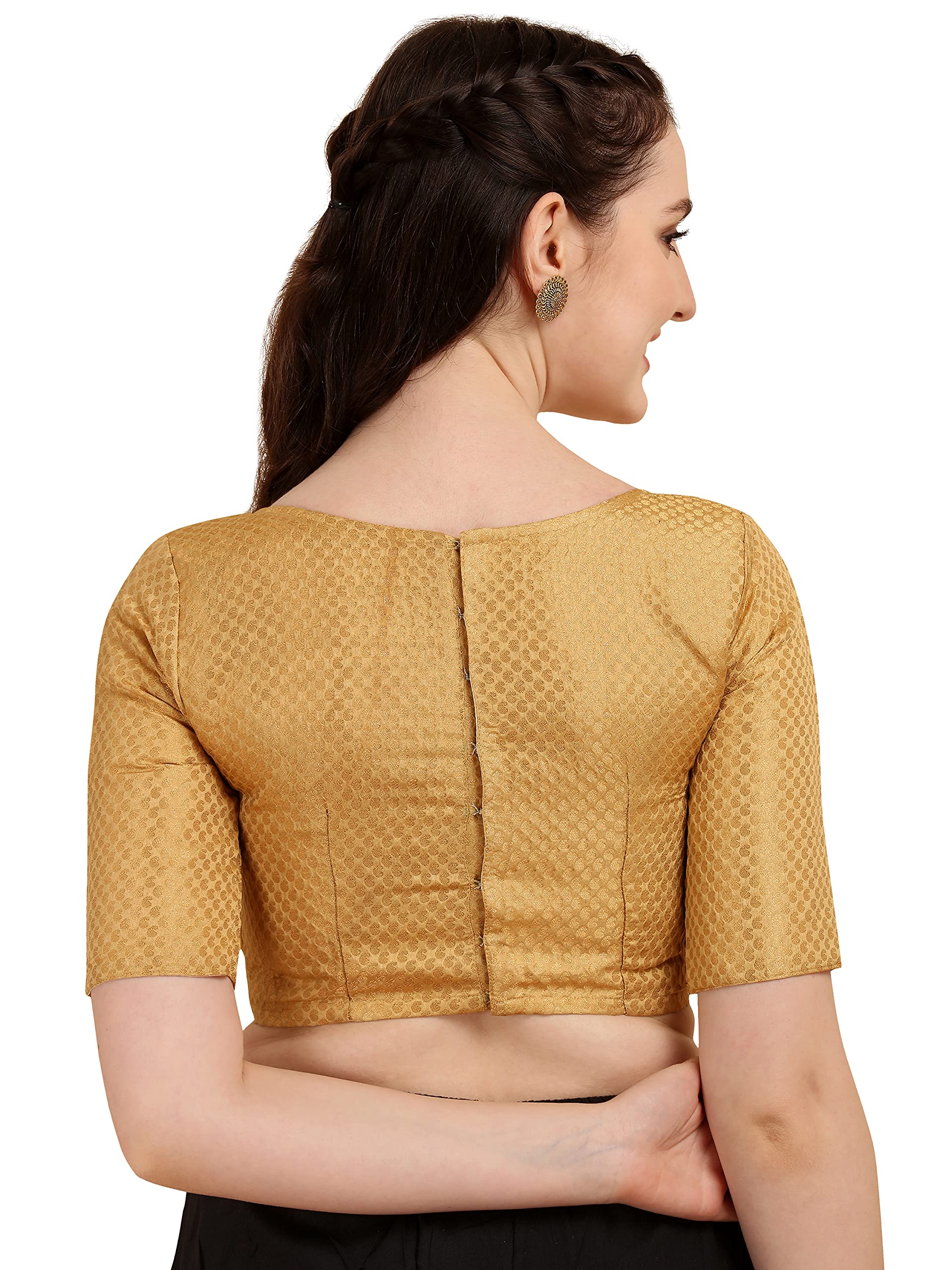 Oomph Jacquard Beige Readymade Blouse For Women - Rbbl79S
