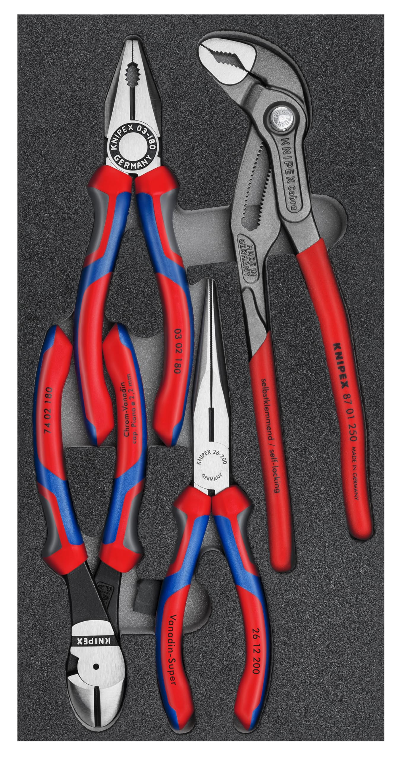 KNIPEX Assortimento utensili in inserti di materiale espanso 4 pezzi, 00 20 01 V15