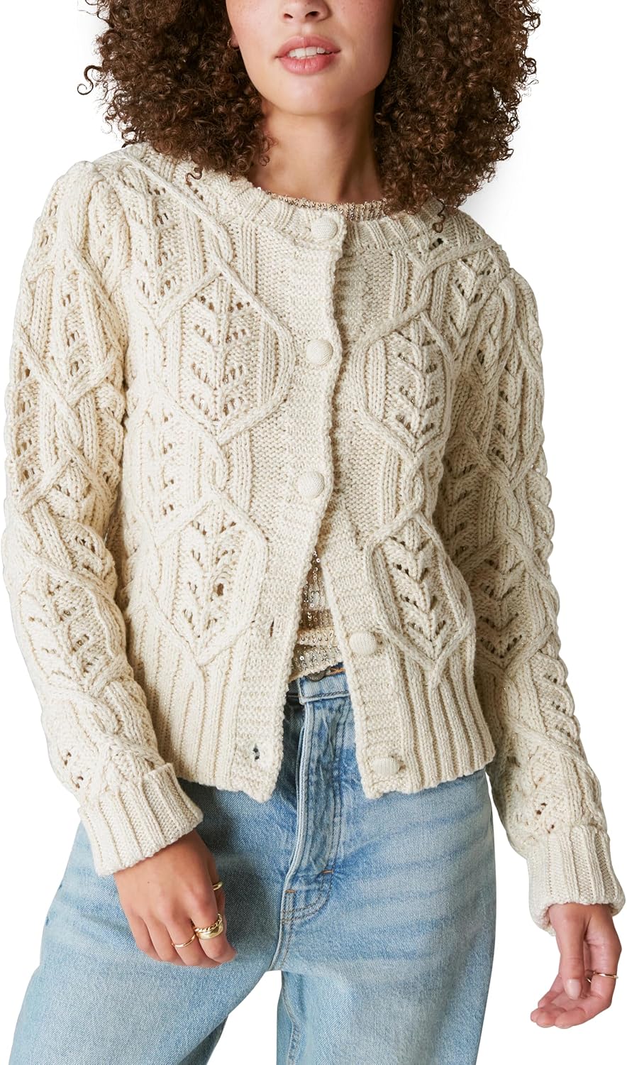 Lucky Brand Women's Lucky Brand Women's Puff Sleeve Shine Cardigan