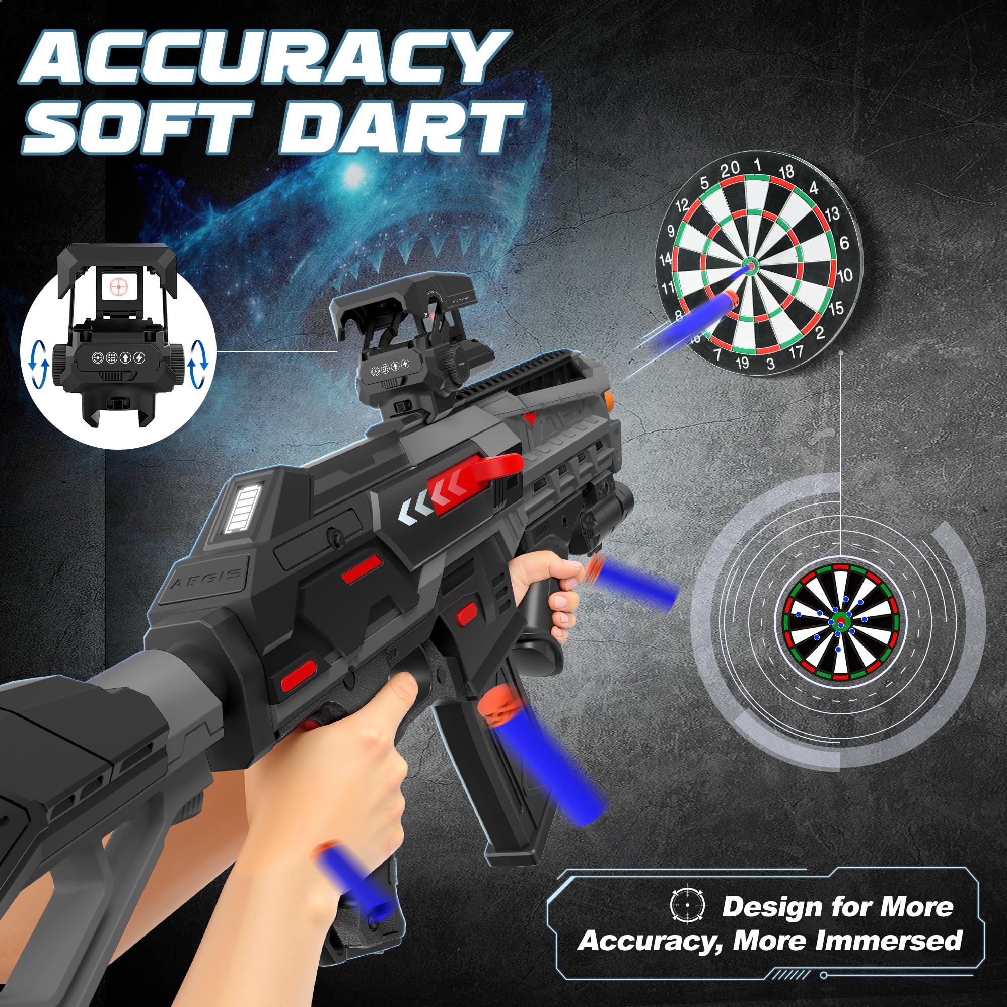 SOFITEN Toy Foam Blaster Guns Automatic Sniper Rifle Tactical Vest Toy Foam Blaster with 120 Darts IR and Flashlight The Shooting Outdoor Activity Game Gifts for 14+ Kids Men Birthday Xmas