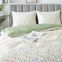 Vista 19 de HoneiLife Juego de funda de edredón floral 100% algodón, 3 piezas, suave, ropa de cama botánica con cierre de cremallera y lazos en las esquinas