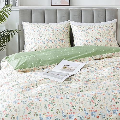 Miniatura 359 de HoneiLife - Juego de funda de edredón floral 100% algodón, 3 piezas, botánica, ropa de cama con cierre de cremallera y lazos en las esquinas