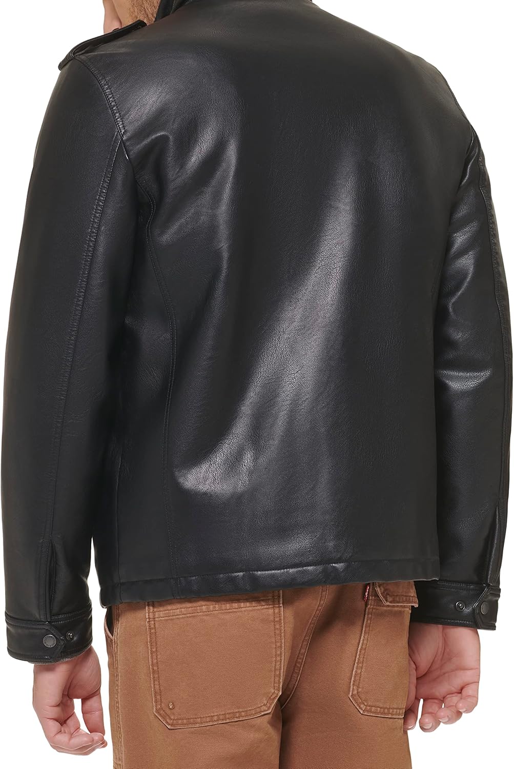 Levi's Men's Vintage Deer Faux Leather Sherpa Military Jacket Big & Tall - Image 4