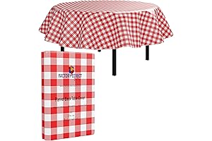 Red Gingham Vinyl Tablecloths - 70" Round