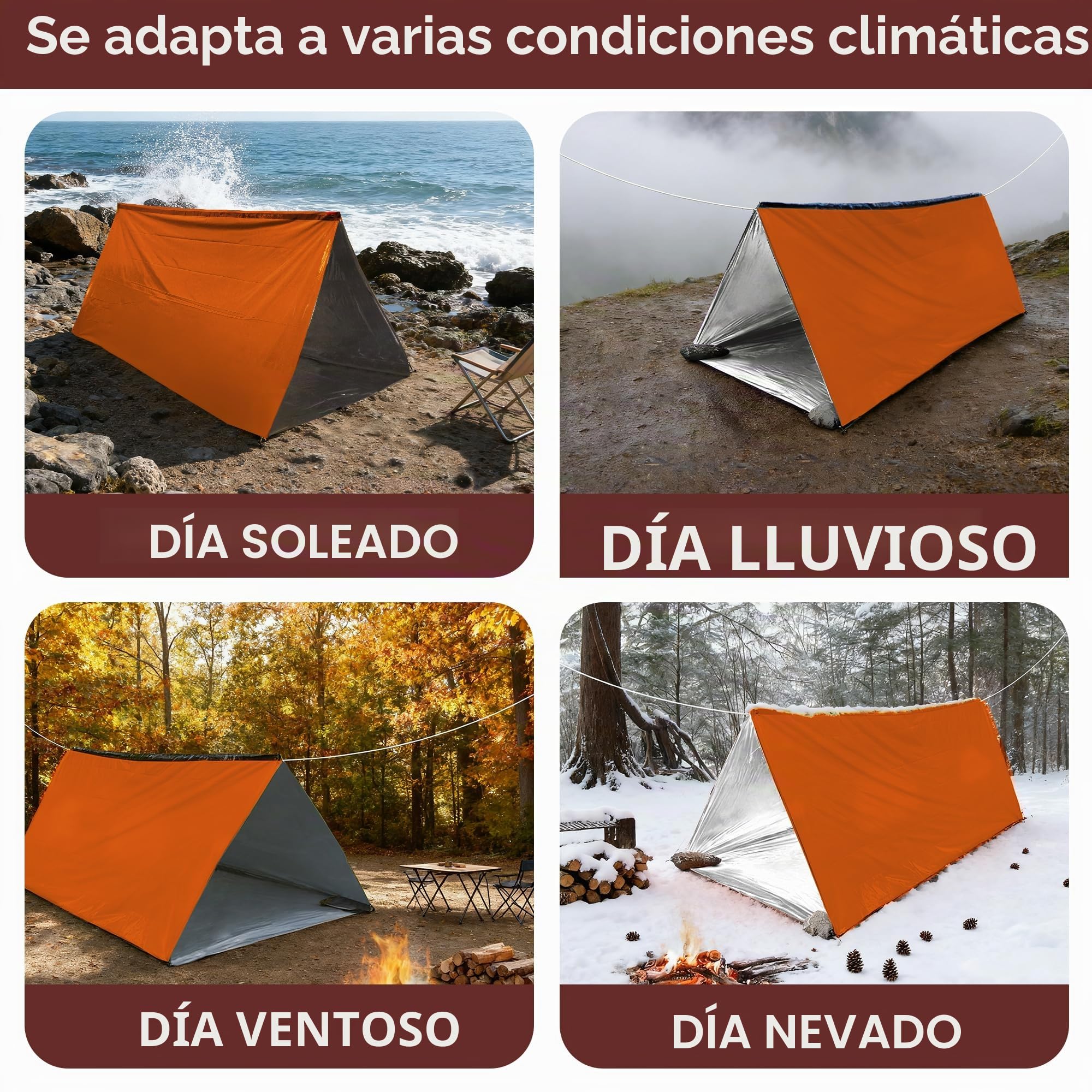 Deecam Tienda de Emergencia, Refugio Térmico de Rescate con Manta Térmica, Tienda Plegable de Supervivencia para Aventuras de Camping y Senderismo al Aire Libre