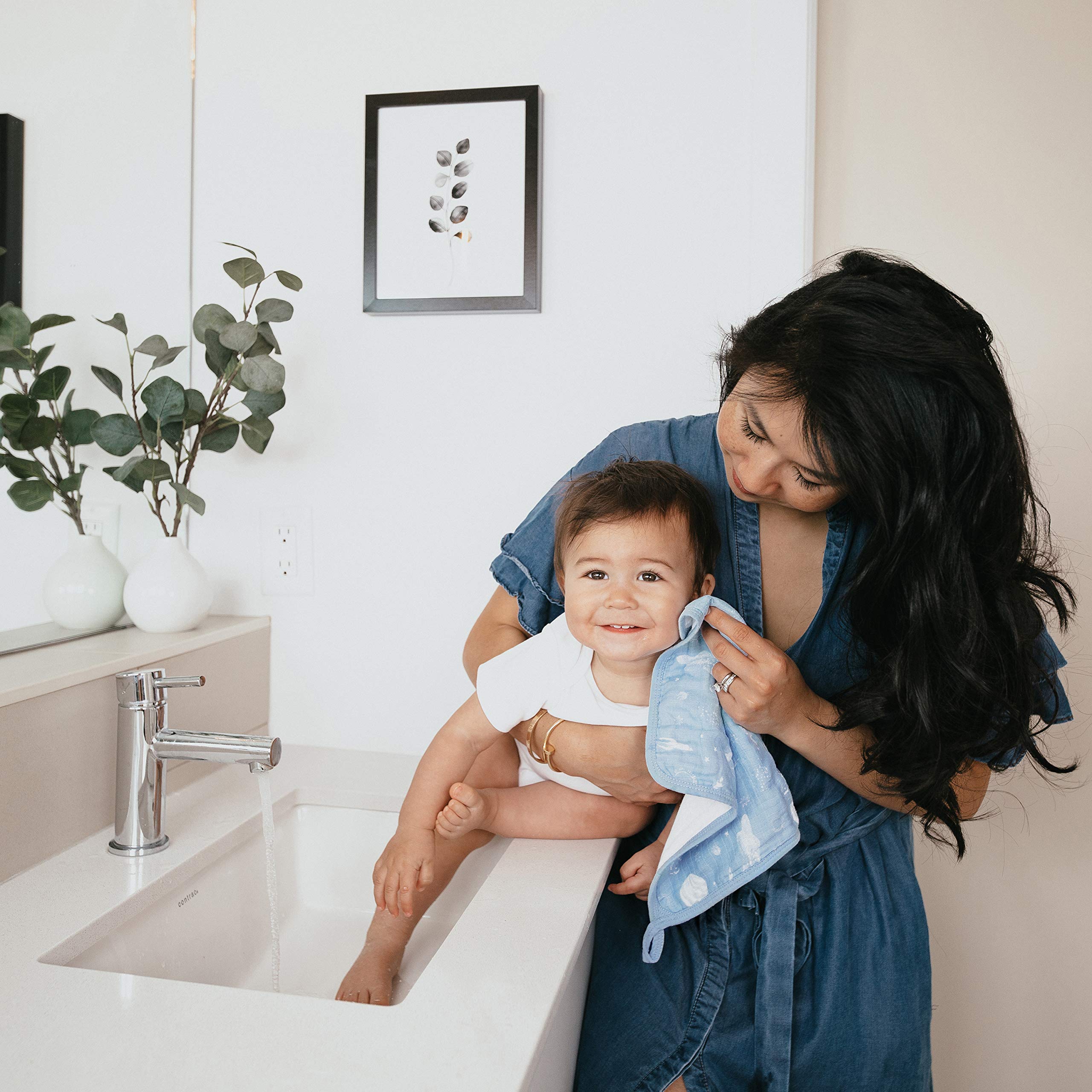 aden + anais Juego de 3 manoplas Space Explorers | muselina 100% algodón, baño y franela para bebés | set de regalo unisex para un bebé | lavar para recién nacidos