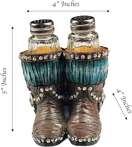 Miniatura 9 de Urbalabs - Botas de cerámica con bandera de Texas, salero y pimentero occidental, carrito, granja, mesa de comedor, cocina, decoración de encimera,