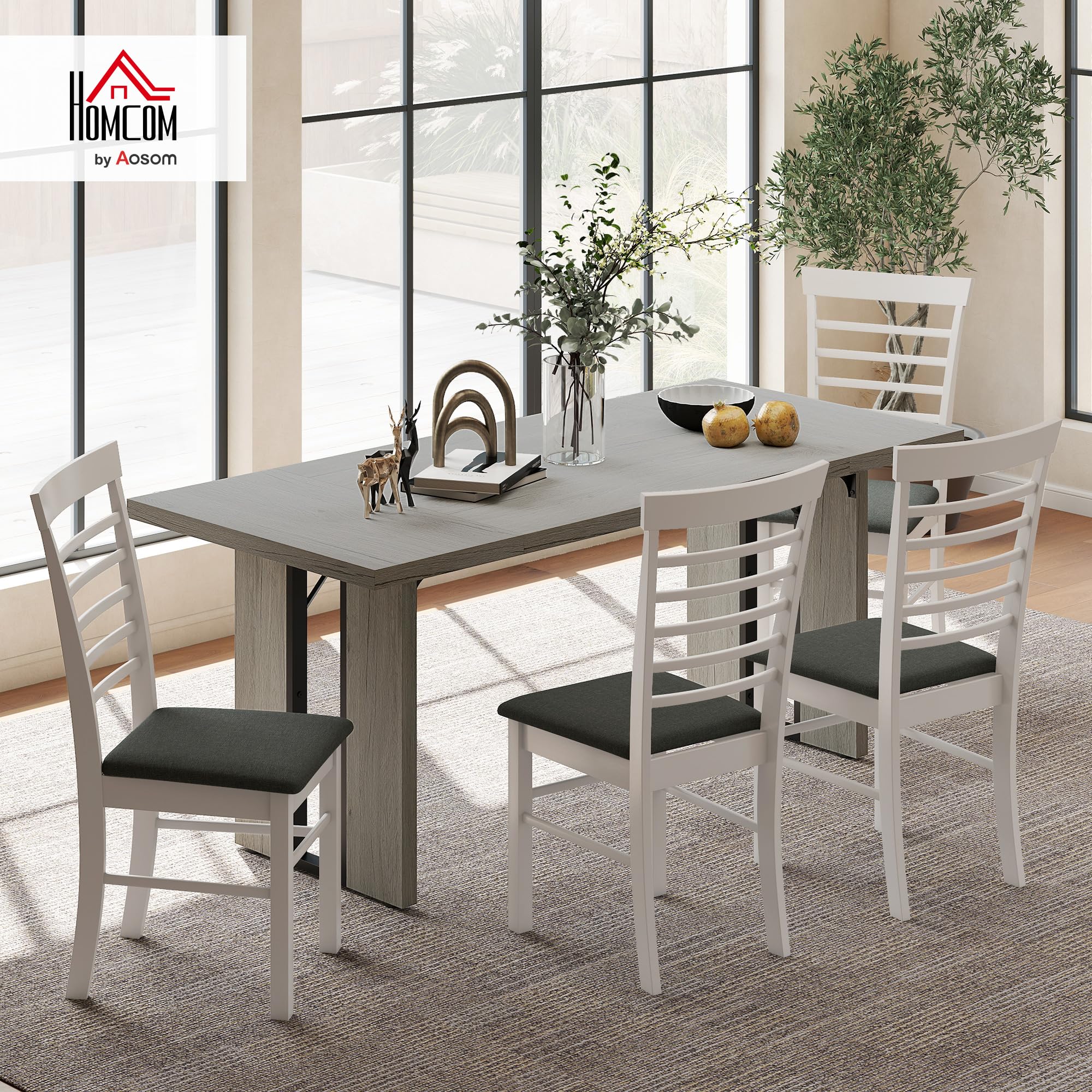 HOMCOM Tavolo da Pranzo per 8 Persone, Tavolo Cucina con Piano Spesso, Tavolino da Soggiorno e Sala da Pranzo Rettangolare in Stile Industriale, 180x80x75 cm, Grigio