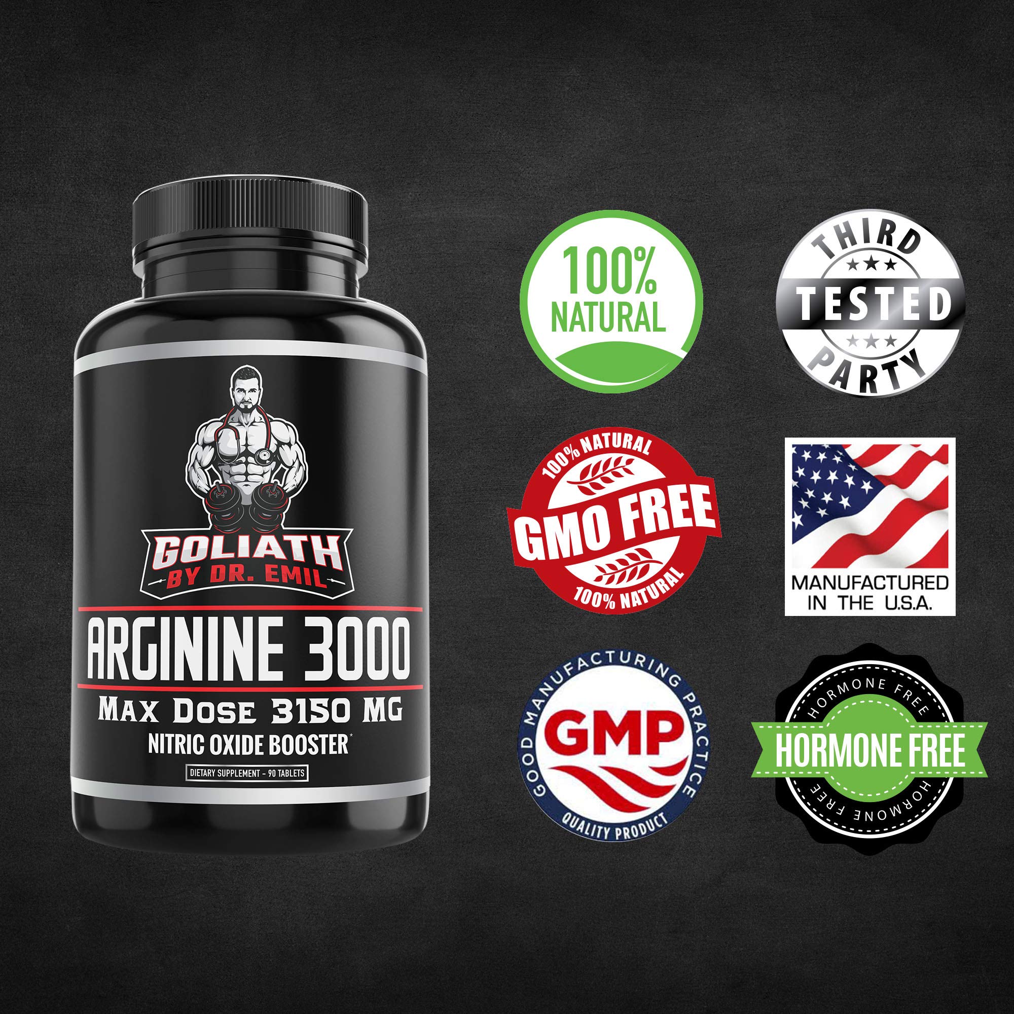 Dr. Emil L Arginine (3150mg) Highest Capsule Dose Nitric Oxide