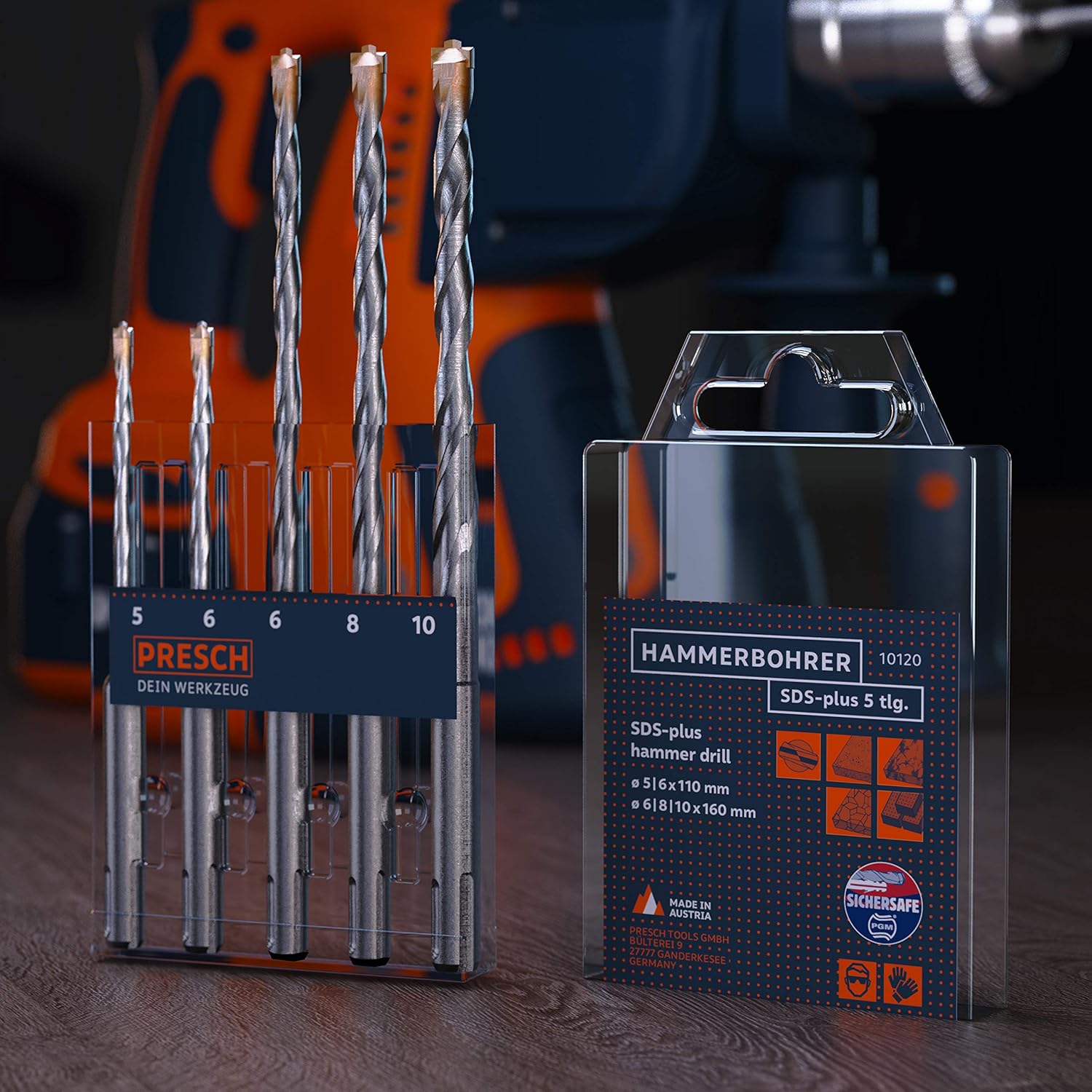 PRESCH 5 pcs SDS-plus Carbide Drill Bit Set, Hammer Drill Bit Set SDS for Concrete Stone, Granite, Brick and Masonry - Image 4