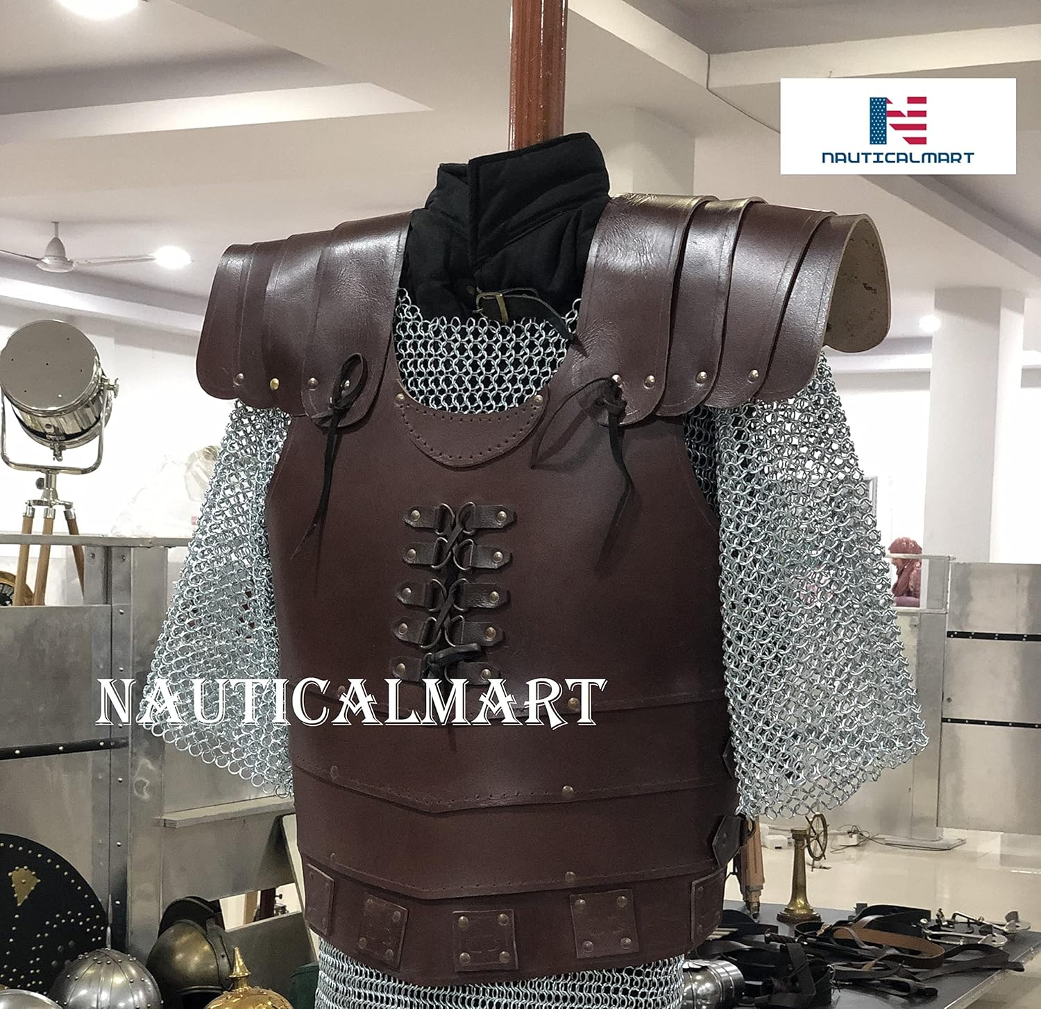 Nautical-Mart The Medieval Knight Genuine 4mm Leather Vest Armor LARP Armor SCA Armor Medieval Armour Leather Renaissance Jacket handmade