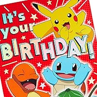 Vista 4 de Hallmark Pokémon - Tarjeta de cumpleaños desplegable para niños (Pikachu, Squirtle, Charmander, Bulbasaur)