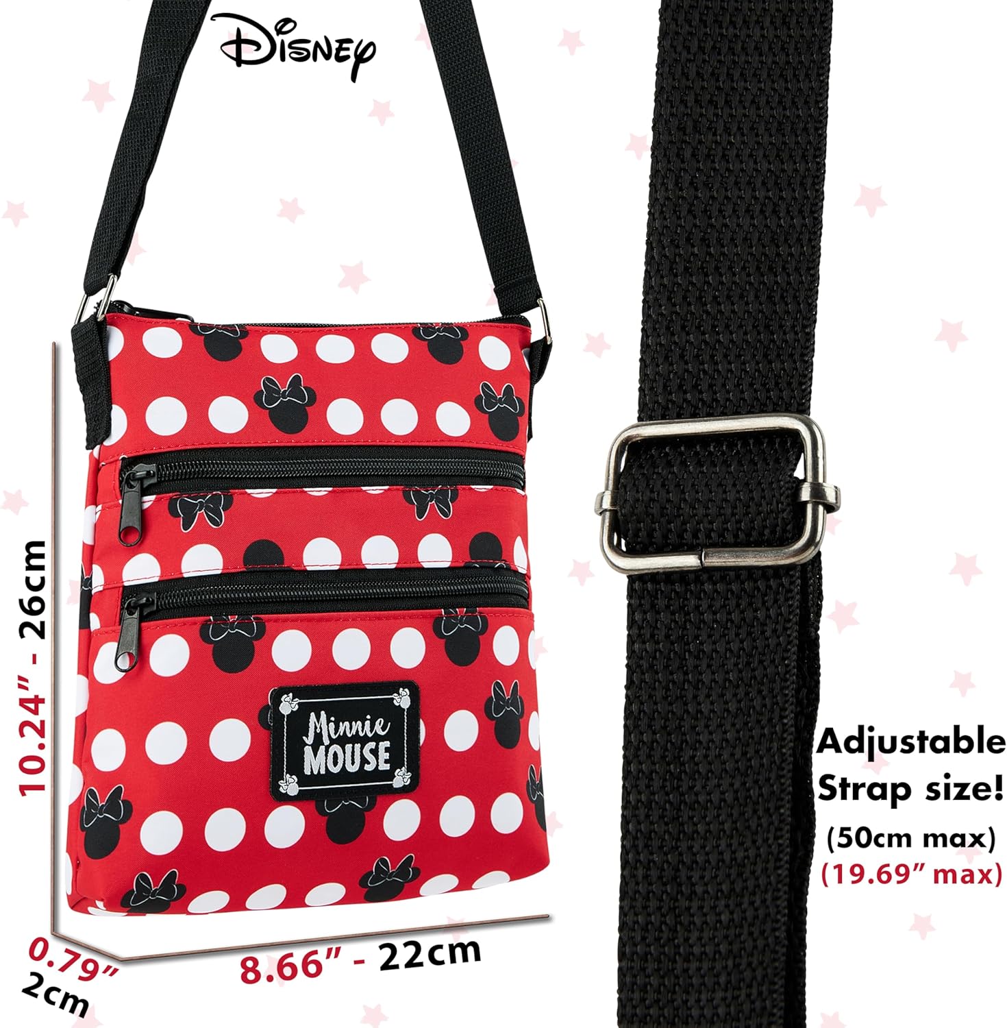 Disney Stitch Girls Purse Cross Body Bag for Kids Teens Women Shoulder Bag with Adjustable Strap Fashion Handbag Stitch Gifts (Red, Minnie Mouse) - Image 6