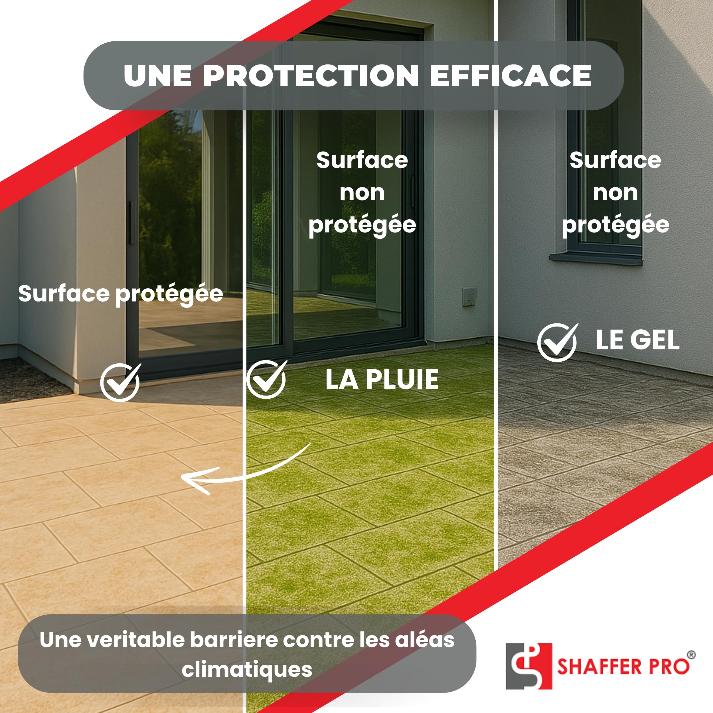 Hydrofuge Oléofuge Professionnel – Imperméabilisant Travertin, Pierre Naturelle, Façade, Carrelage Extérieur Terrasse, Dalle, Produit Sol Anti-Mousse – 5L – Made in France