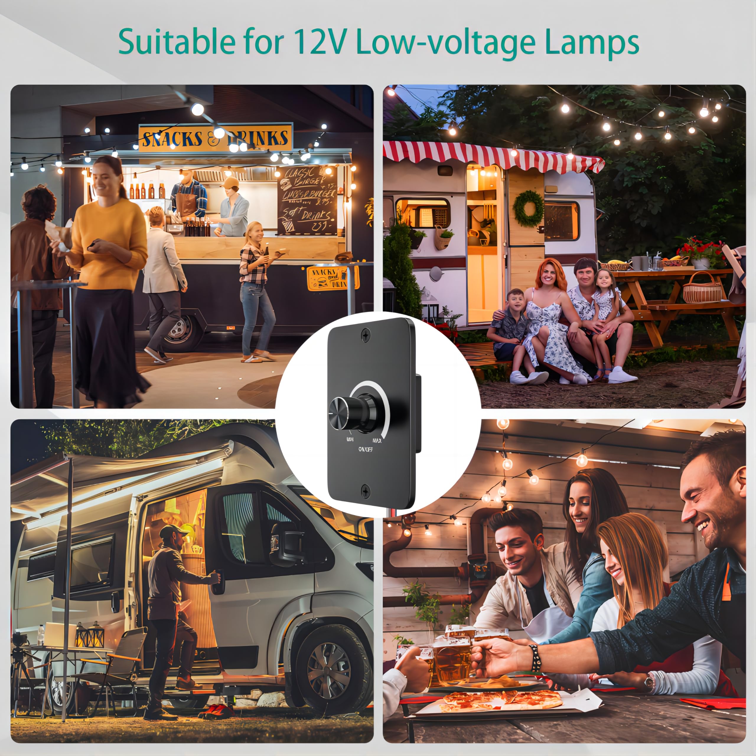 HeatingLux Dimmer LED PWM DC 12V-24V 5A Dimmer met USB QC3.0, Geschikt voor Kampeerterreinen, Boten, Vrachtwagens, Caravans, DC 12V-24V Dimbaarbare LED Gloeilampen