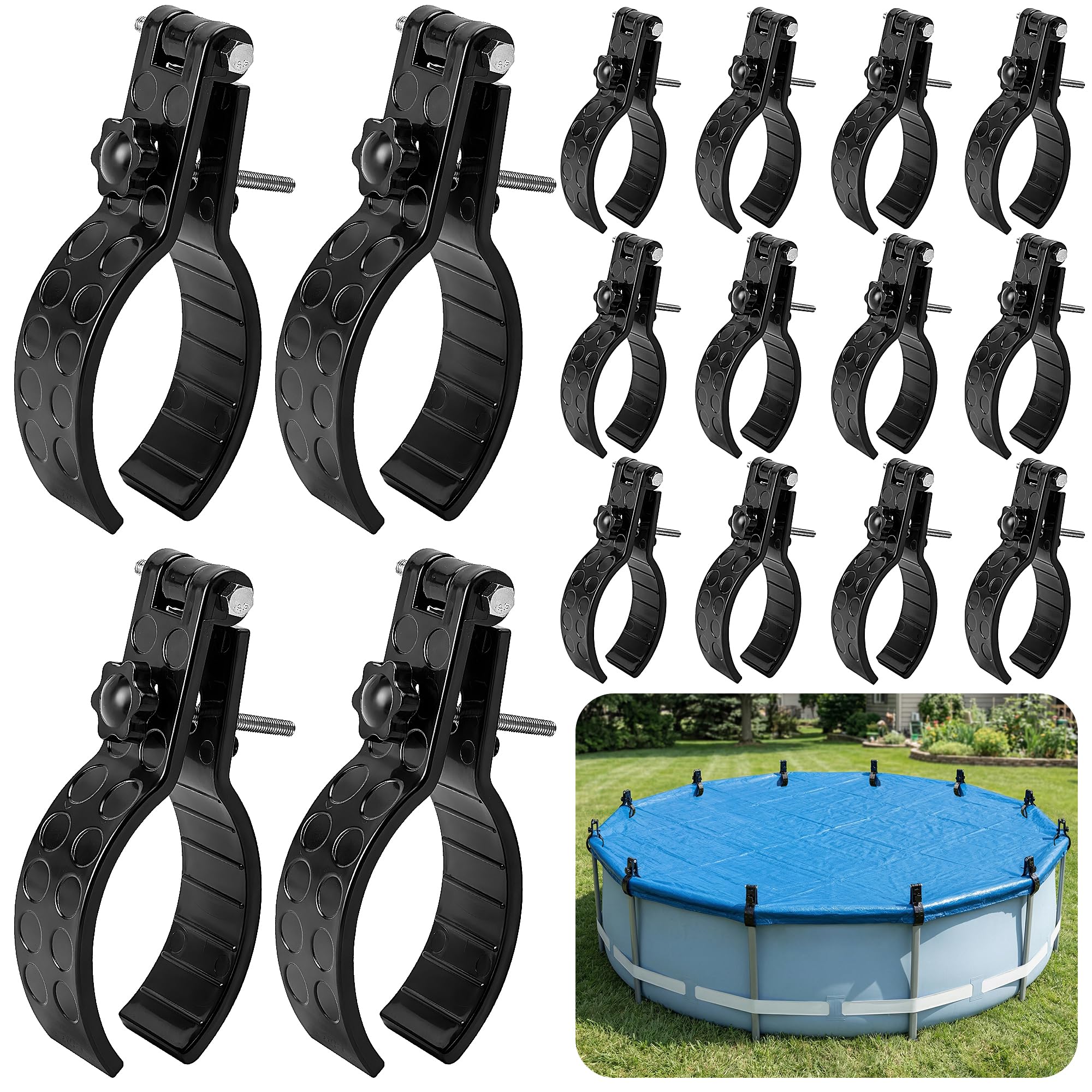 Photo 1 of LFUTARI 16 Pcs Adjustable Pool Cover Clips, Large Pool Windproof Clamps, Swimming Pools Cover Side Fasteners for Securing Outdoor Above Ground Pools
