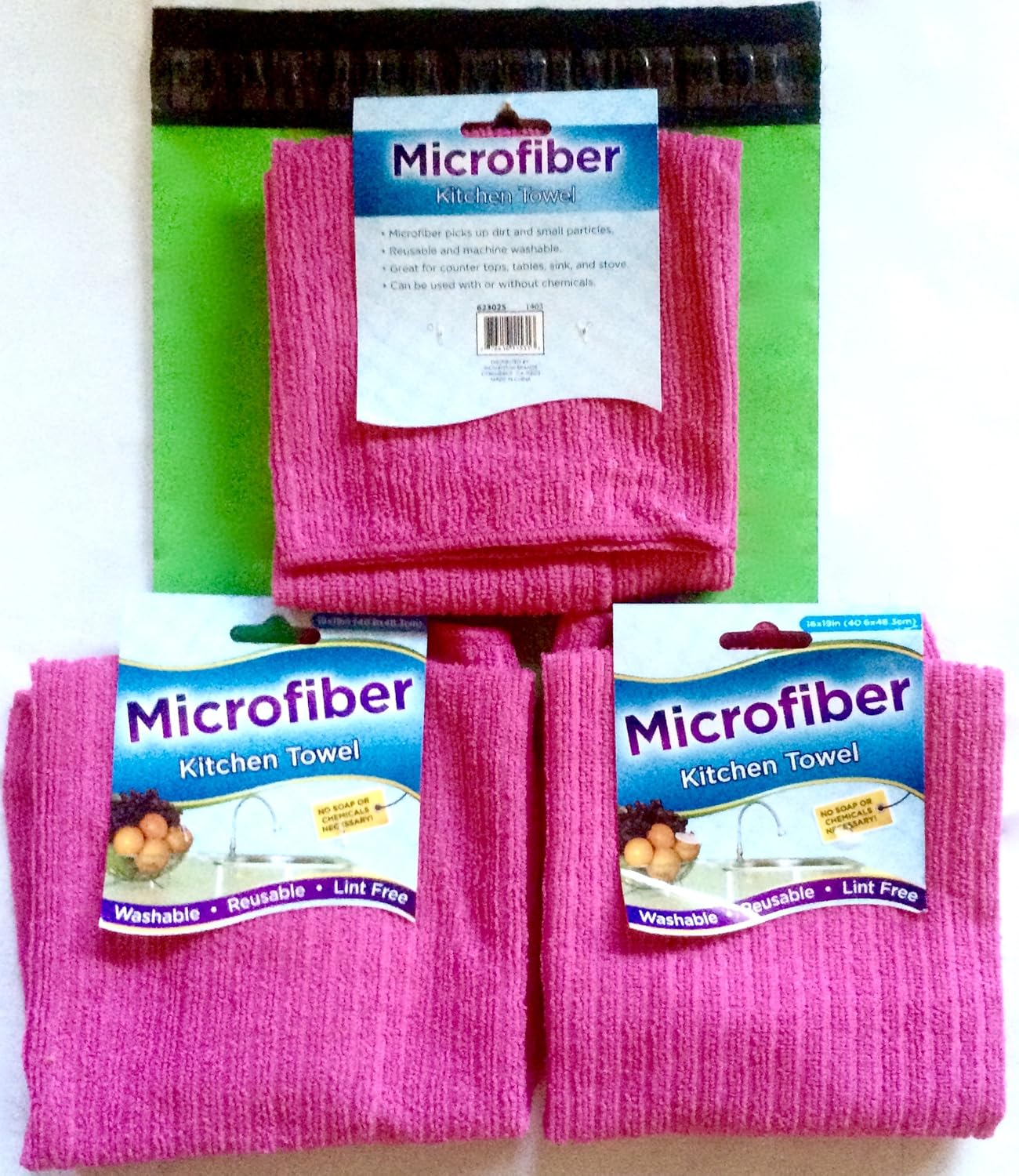 Princess Pink Microfiber Kitchen Dish Towels (Set of 3) in