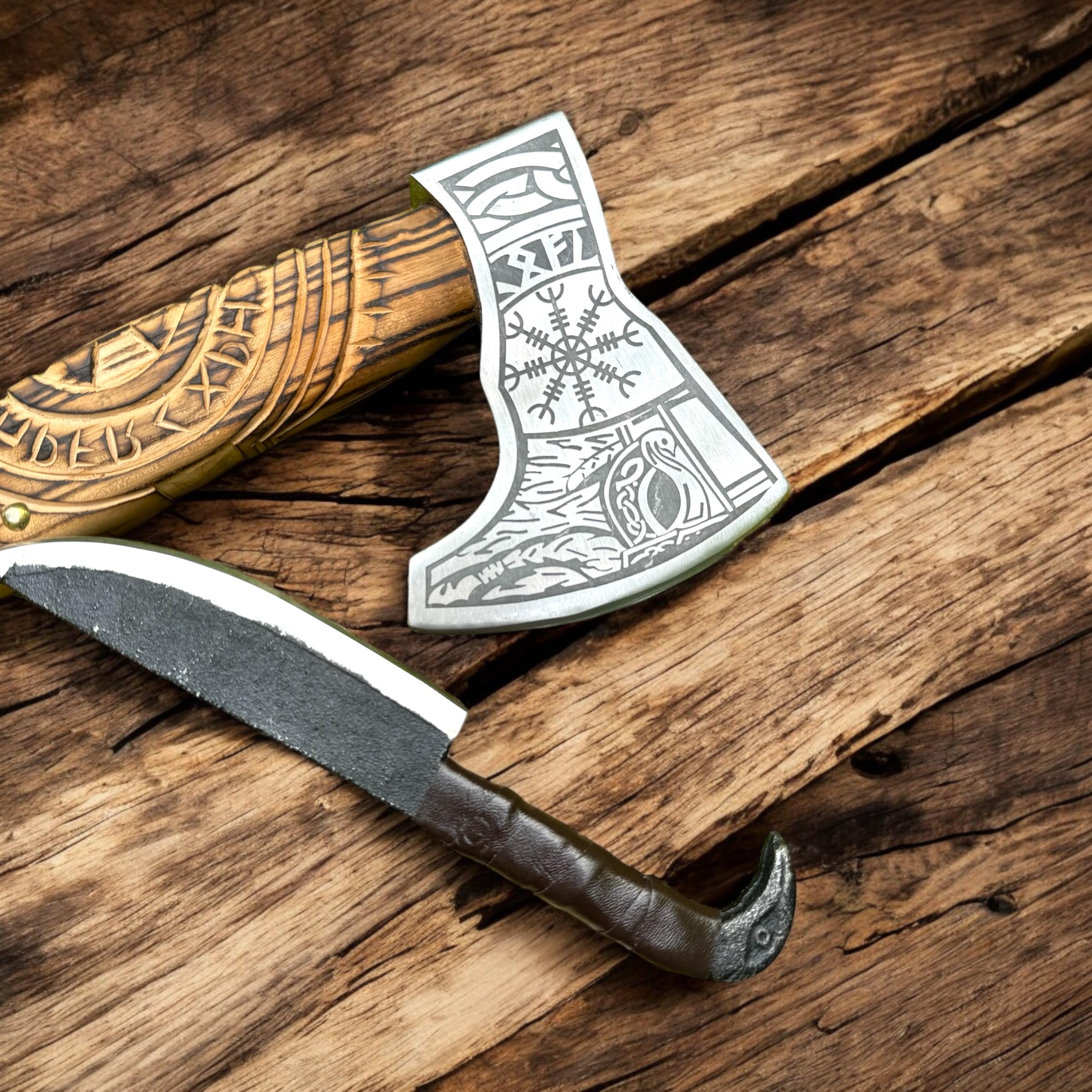 Handgemaakte Vikingbijl, jacht, outdoor, camping, survival Handgemaakte Vikingbijl, jacht, outdoor, camping, survival