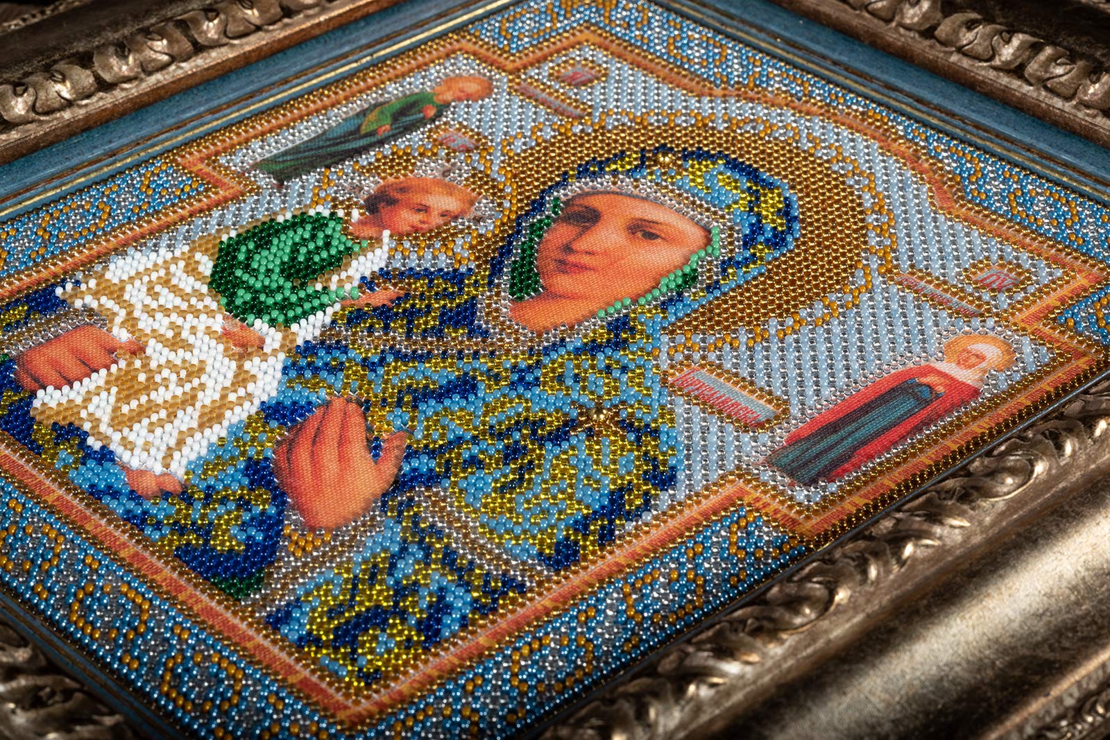 Zestaw do haftowania koralików RTO DIY Ikona Matka Boża Jerozolimska 20 cm x 23,9 cm Kolor Płótno Zestaw Igła Przewodnik Początkujący