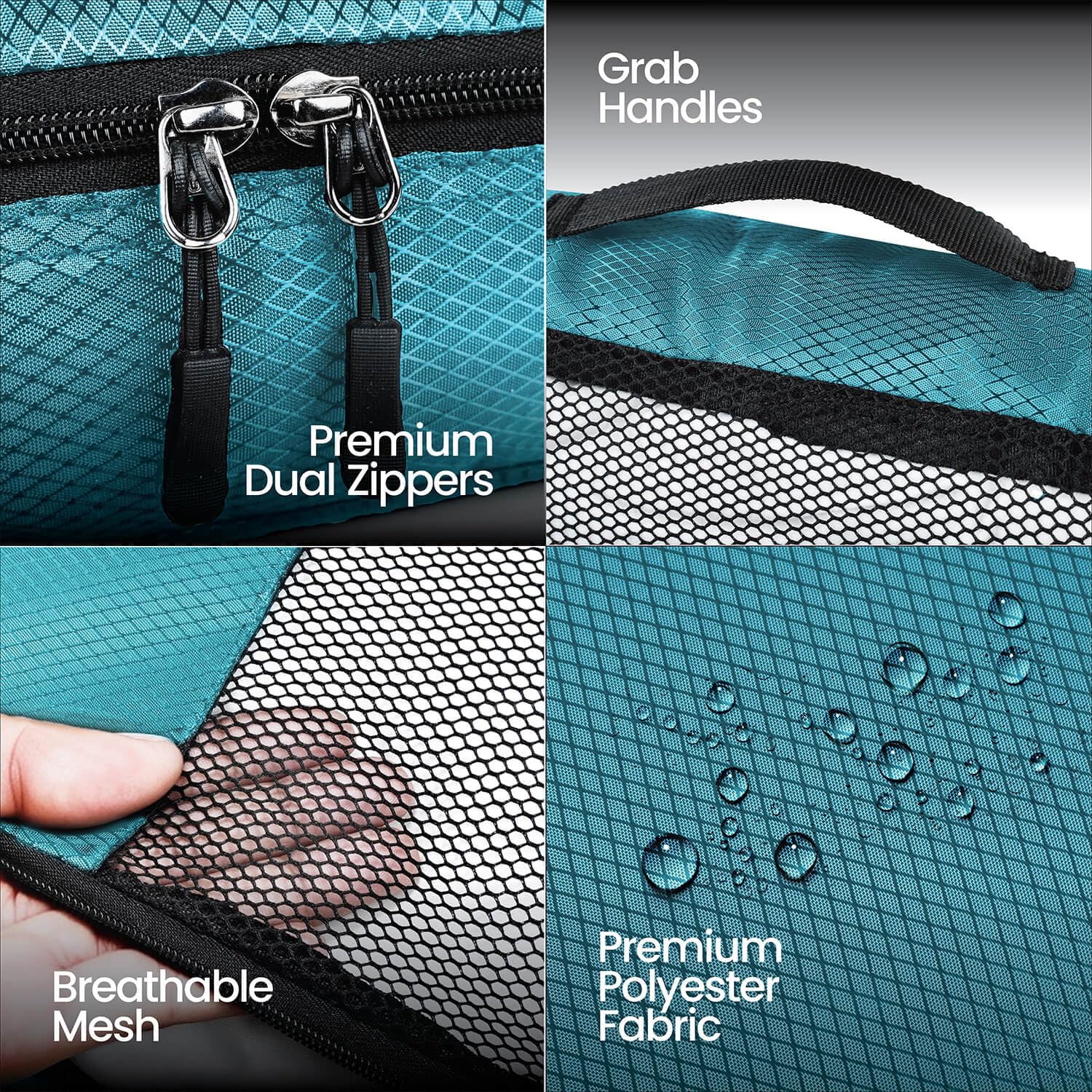 FATMUG Packing Cubes Travel Pouch Bag Organiser Set of 8 (2 x Large-Medium-Small-Slim) - Sky Blue Polyester 2
