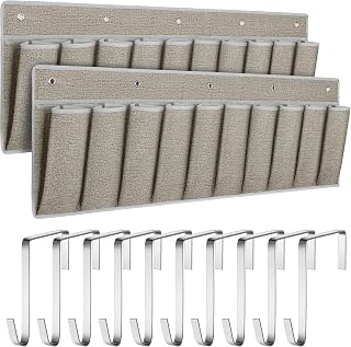 Coastal Rose 2 Pack RV Organizer, 10 Pockets Heavy Hanging Bedside Storage With Sturdy Hooks, Door Caddy for Shoes, Toys and Tool Accessories, Khaki