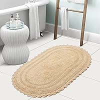 Vista 6 de TreeWool - Alfombras de baño con borde de ganchillo reversible en algodón de felpa (paquete de 2)