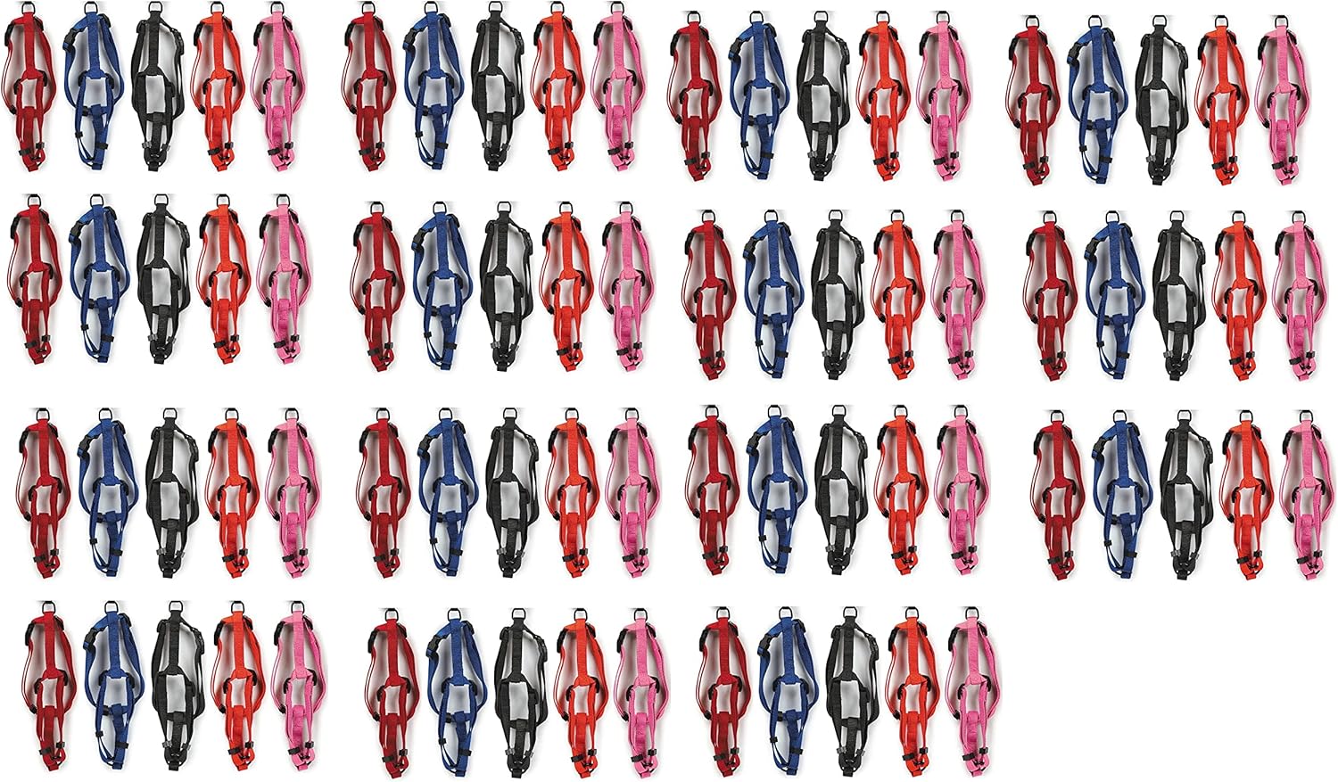 Dog Adjustable Nylon Harness Bulk Packs for Small and Medium Dogs Assorted Color (50 Harnesses)