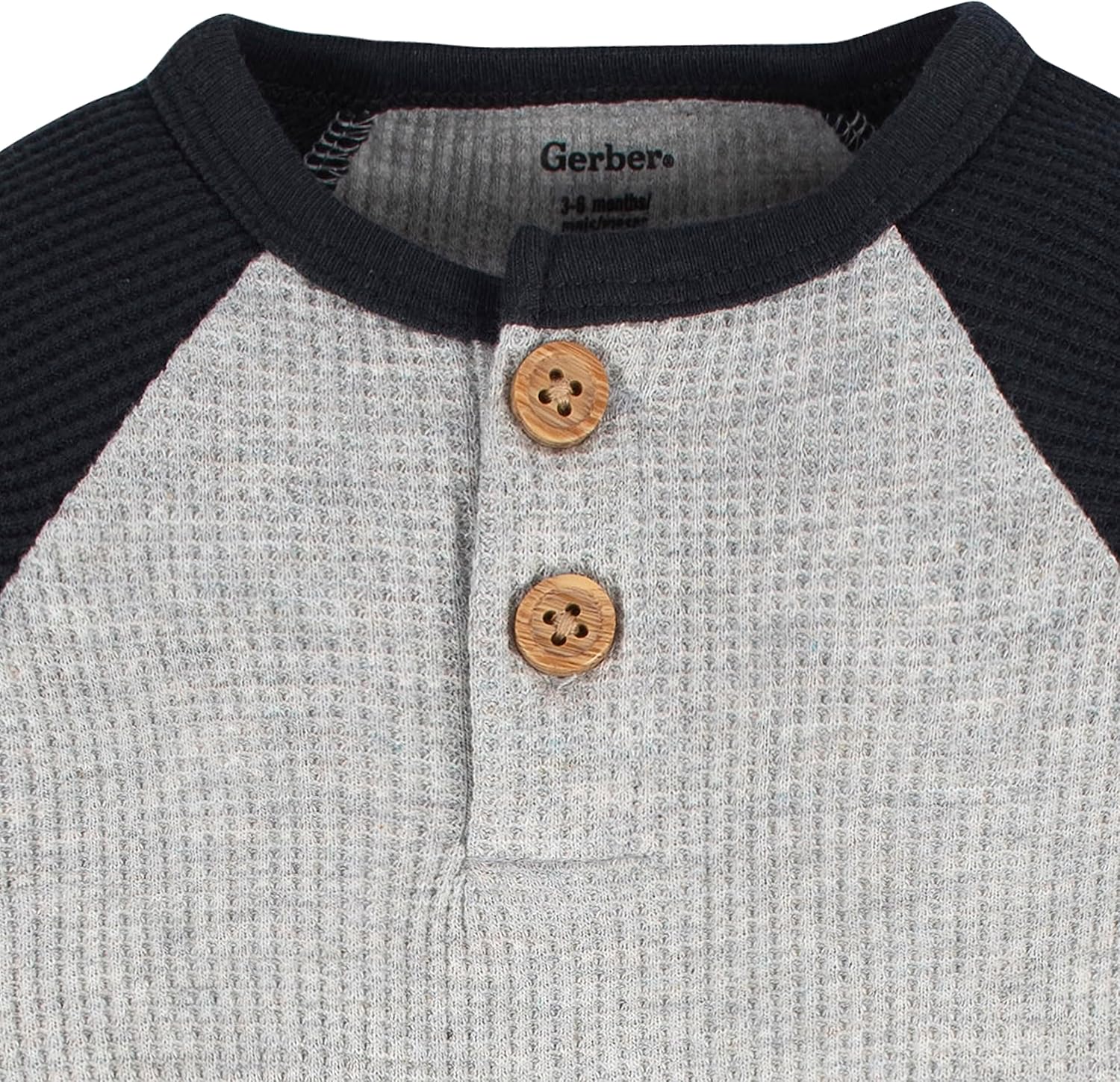 Gerber Baby Boys' Long Sleeve Henley Onesies (2 Pack)