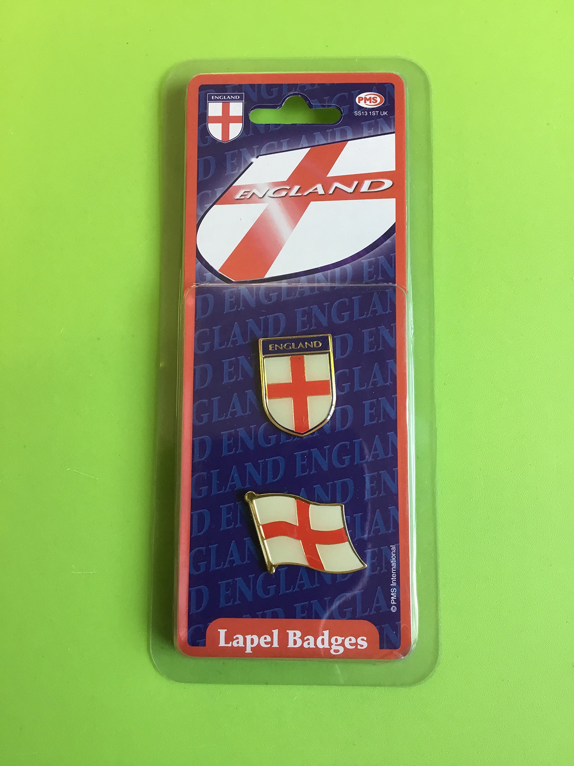 Pms England 2 Lapel Badges Flag And Badge St George Cross