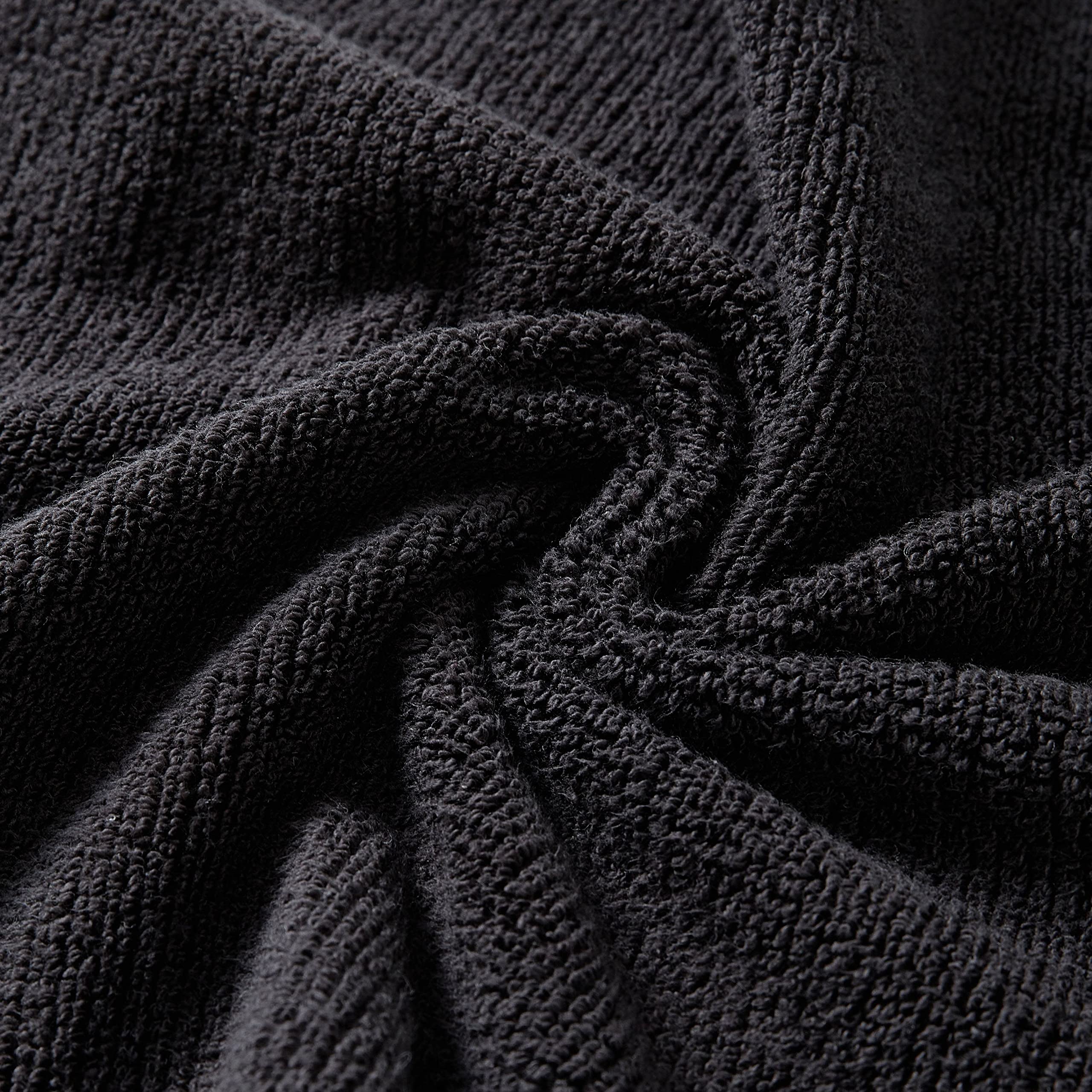 Vera Wang Lot de 6 Serviettes de Bain, en Tissu éponge 100% Coton Doux et Absorbant, résistant au Boulochage et à la décoloration, Poids Moyen (pli soufflé, Noir)