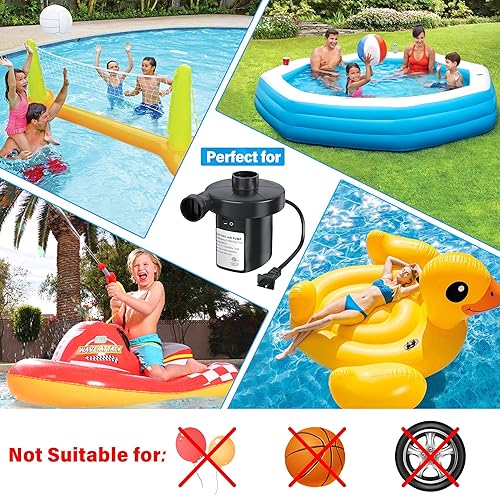 Miniatura 3 de Bomba de aire eléctrica para inflables, bomba eléctrica de colchón de aire, bomba eléctrica con 3 boquillas, inflador, inflador, bomba de aire para