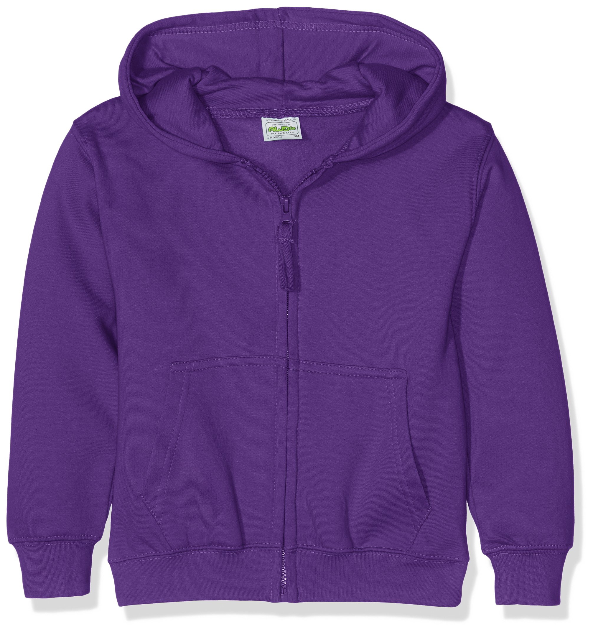 AWDis Boy's Kids Zoodie Hoodie, Purple, Large