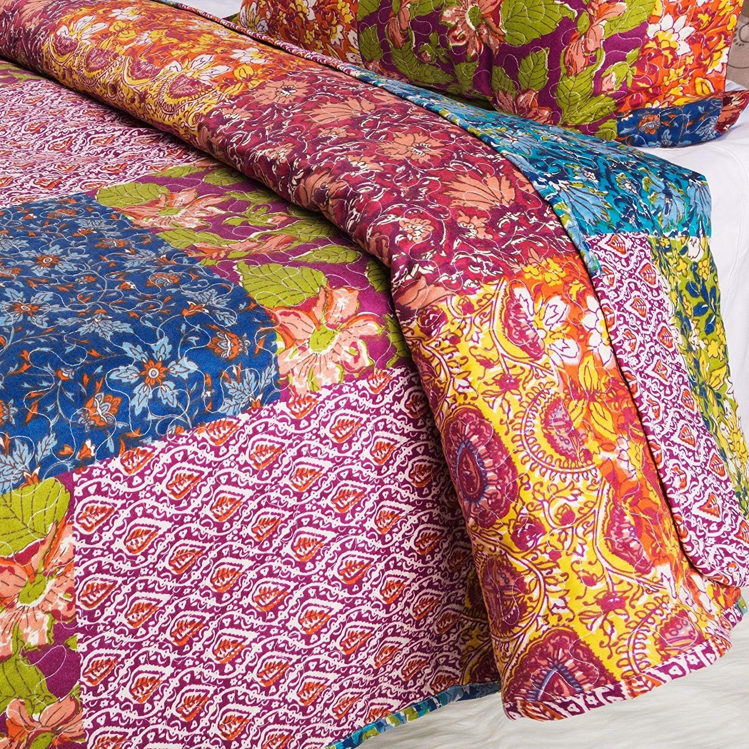 🔥 Cаѕhbасk uр tо 70% Coast to Coast Quilts for King Bedding, Lightweight 3-Piece King Quilt Set, Soft Bedspread King Size- Bohemian Patchwork Coverlet (Mosaic, King)