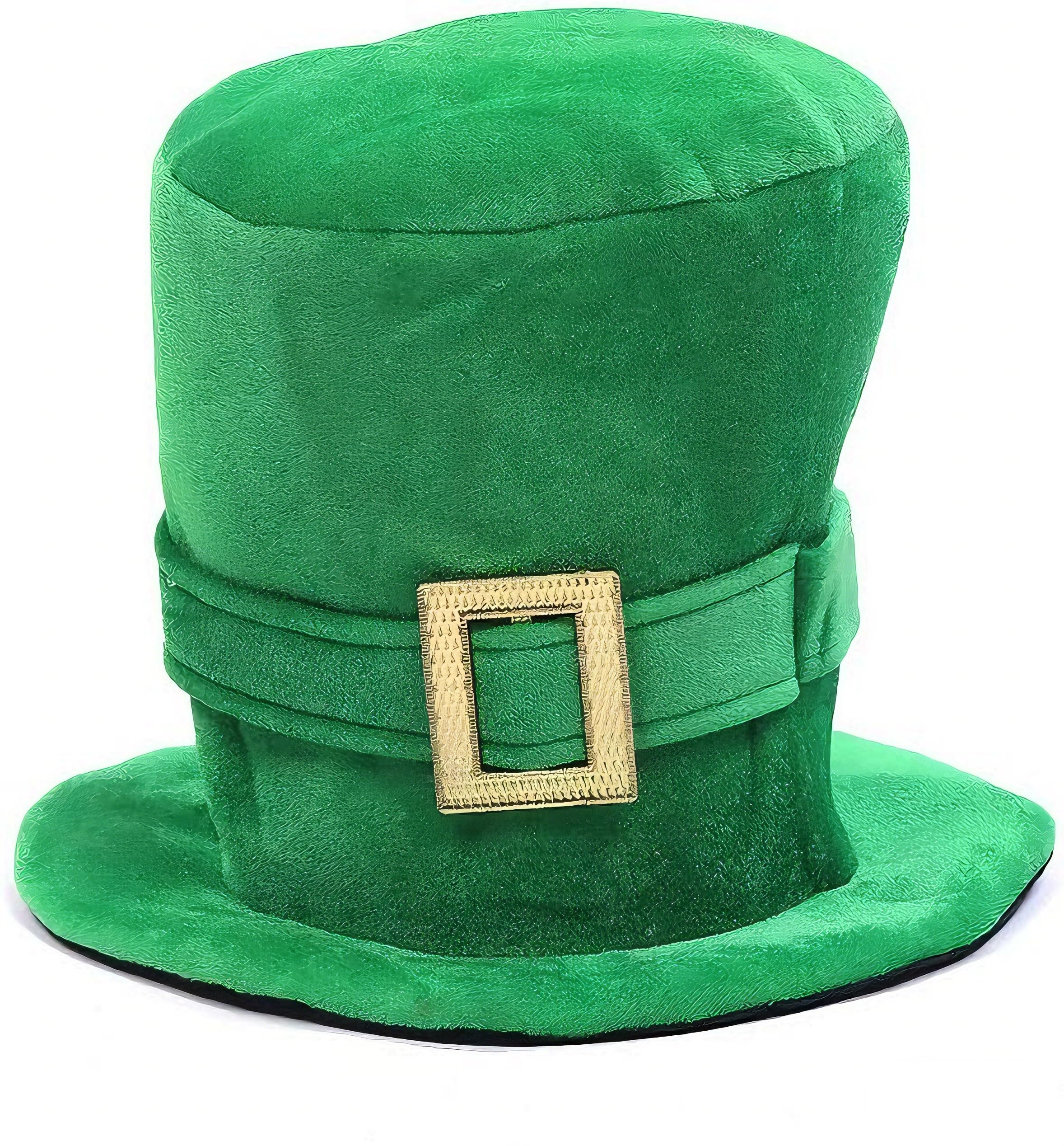 Wittocs St Patricks Green Velvet Top Hat with Shamrock Party Favor and Tree Topper Accessory