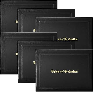 6 Pack Graduation Diploma Cover 8.5 x 11 Inch Imprinted Certificate Covers Leatherette Diploma Holders for High School University Grad Days Graduation GED Folder(Black)