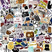 120 Pcs Detective Stickers Waterproof Vinyl Crime Scene Decals Bulk Spy Stickers for Scrapbook Water Bottle Laptop Skateboard DIY Decoration Detective Party Favors