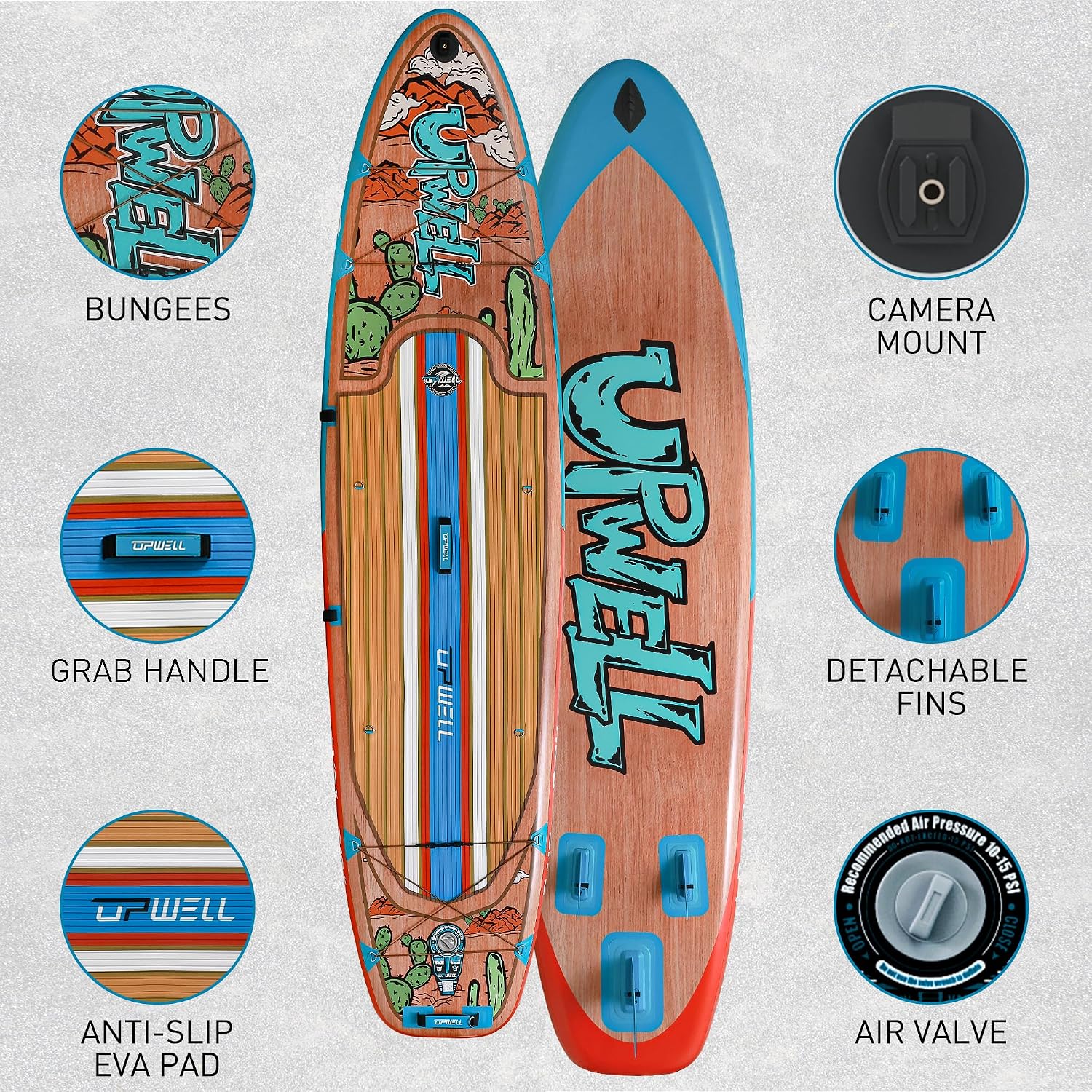 UPWELL 11'2”/11'6”Stand Up Paddle Board for Youth & Adults, Inflatable Paddle Board with Stable Design, Premium SUP Accessories, Backpack, Paddle, Leash, Pump, Fins