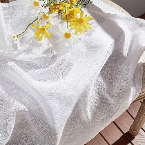 Miniatura 3 de NICETOWN - Cortinas semitraslúcidas con bolsillo para barra, lino, privacidad con penetración de luz, 66 pulgadas de ancho x 72 pulgadas de largo,