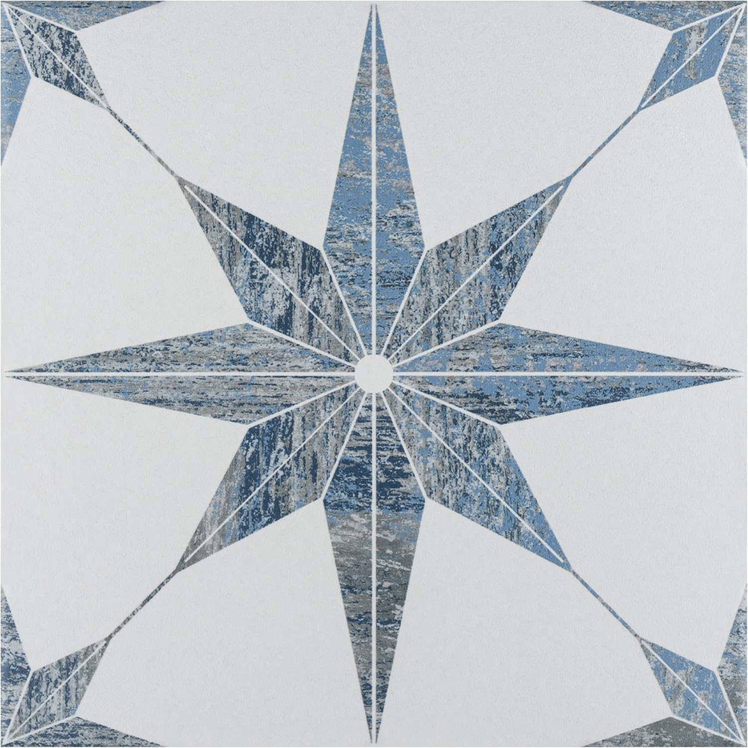 Cassis Stella Blue Porcelain Patterned Wall and Floor Tile