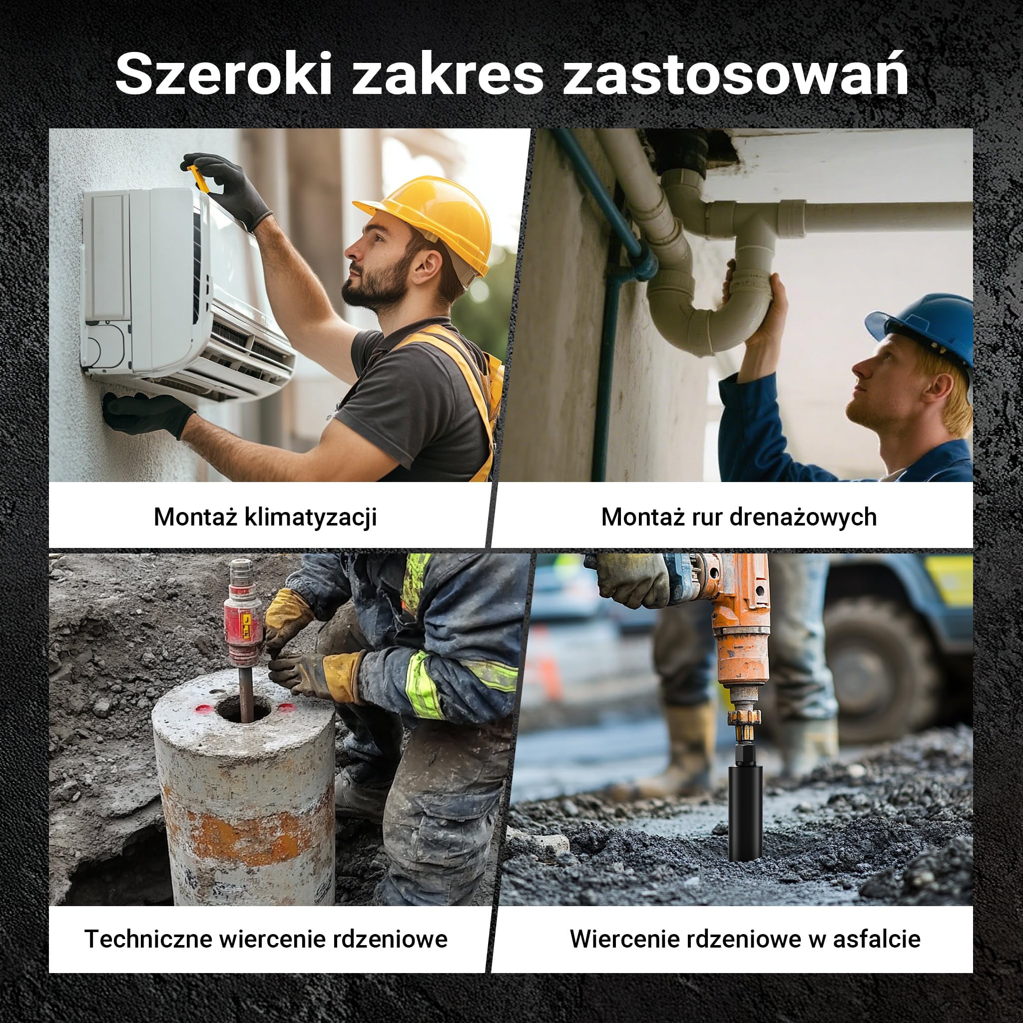 Wiltec Wiertło diamentowe koronowe typu Mesh Ø 82 mm o długości 450 mm, 1¼ UNC, do wiercenia w betonie, kafelkach, kamienia i granitu