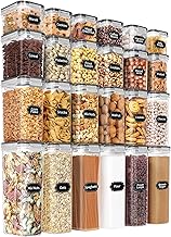 PRAKI Airtight Food Storage Containers Set with Lids - 24 PCS, BPA Free Kitchen and Pantry Organization, Plastic Leak-proof Canisters for Cereal Flour & Sugar - Labels & Marker(Grey)